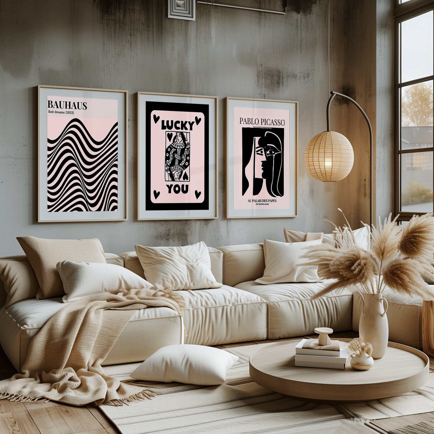 Avant-Garde Trio: Bauhaus Waves, Quirky Luck,  Picasso's Muse - Artistic Blend for Modernist Decor Enthusiasts, Bauhaus Poster, Set of Three