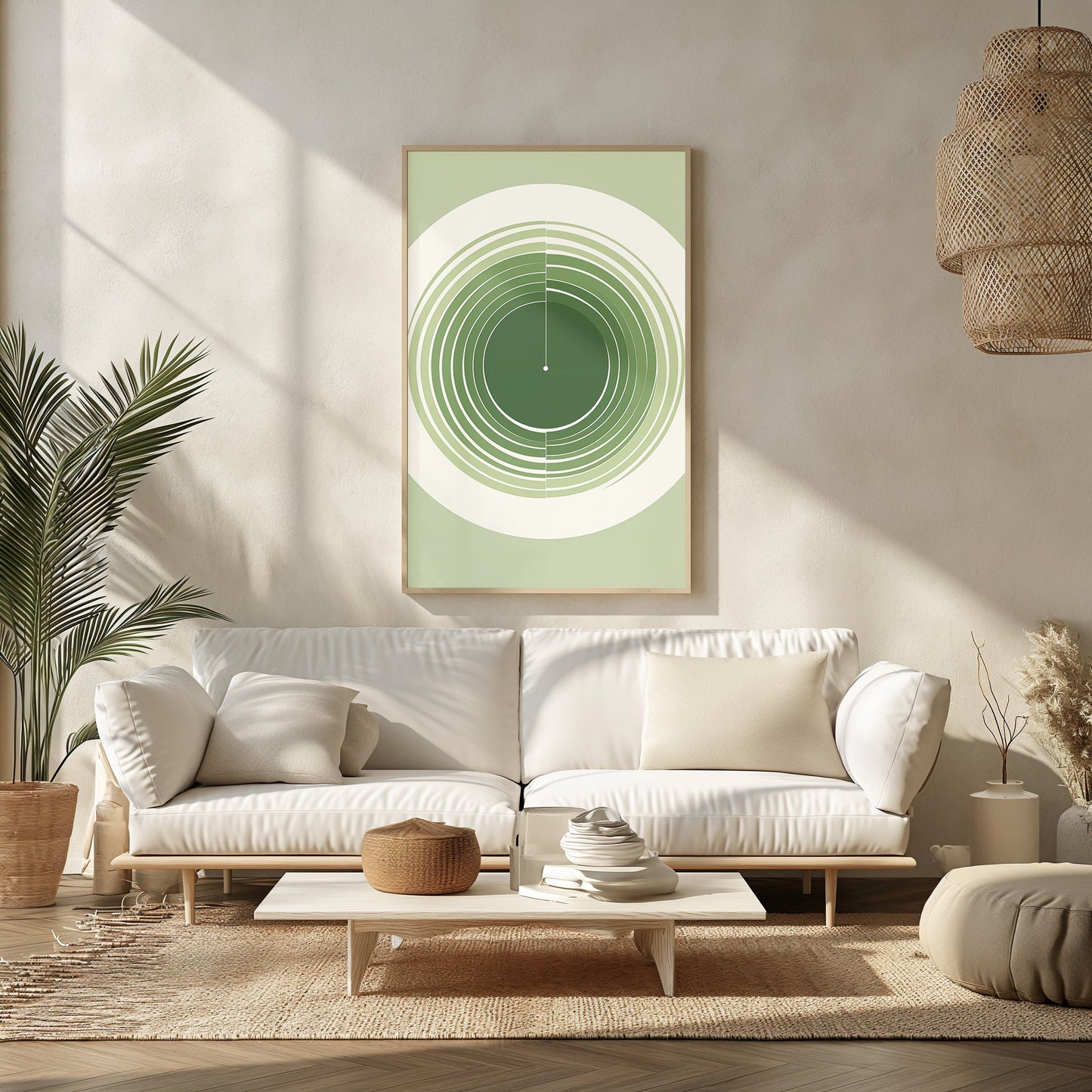 Modern Geometric Circle Print, Abstract Mid Century Art, Digital Boho Decor, Minimalist Poster