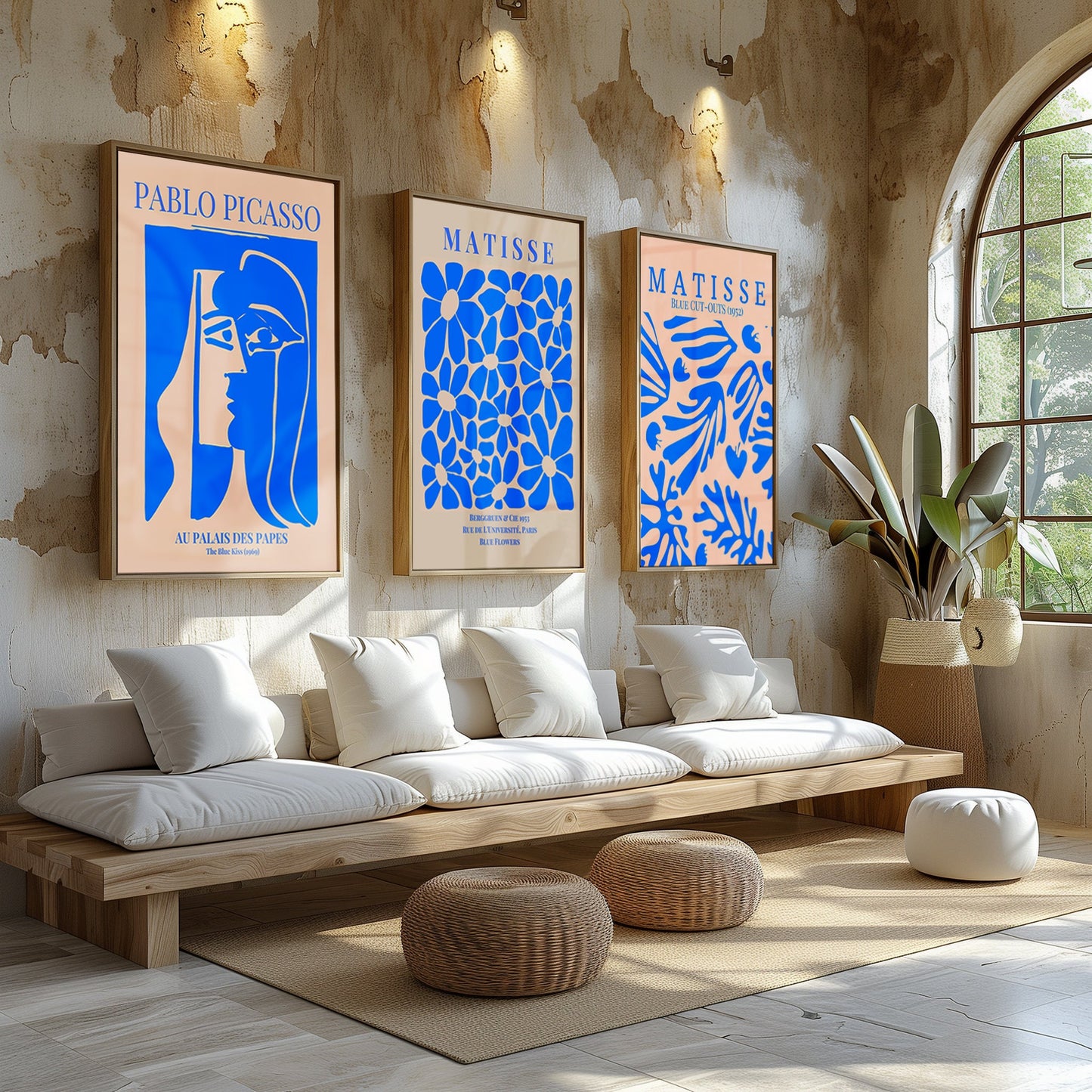 Masters of Artistry: Picasso & Matisse - A Triptych of Blue, Celebrating Iconic Art in a Contemporary Hue, Printable Art, Digital Art Work