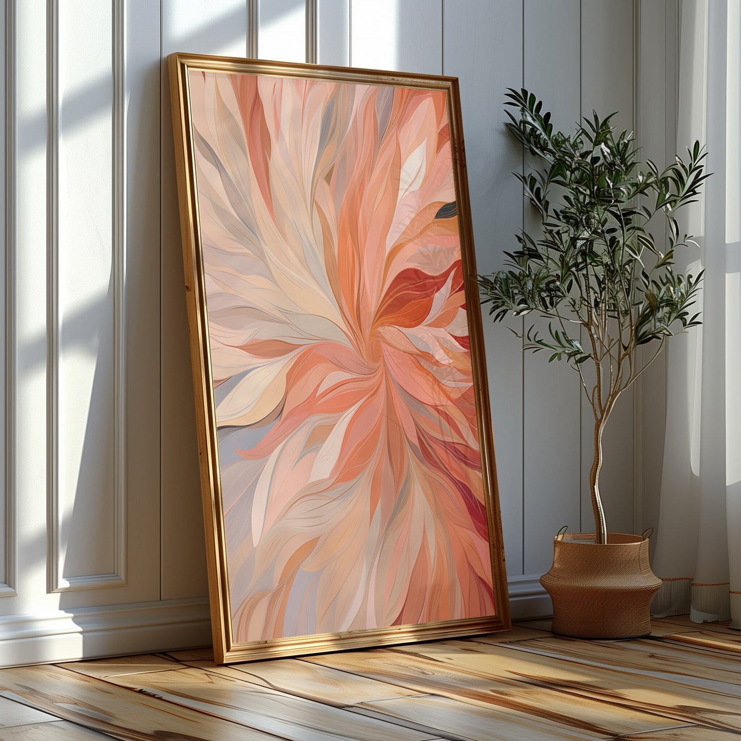 Lush Autumn Blaze Art Prints, Fiery Floral Abstract Set, Warm Fall Home Decor, Elegant Seasonal Wall Art - Digital Download