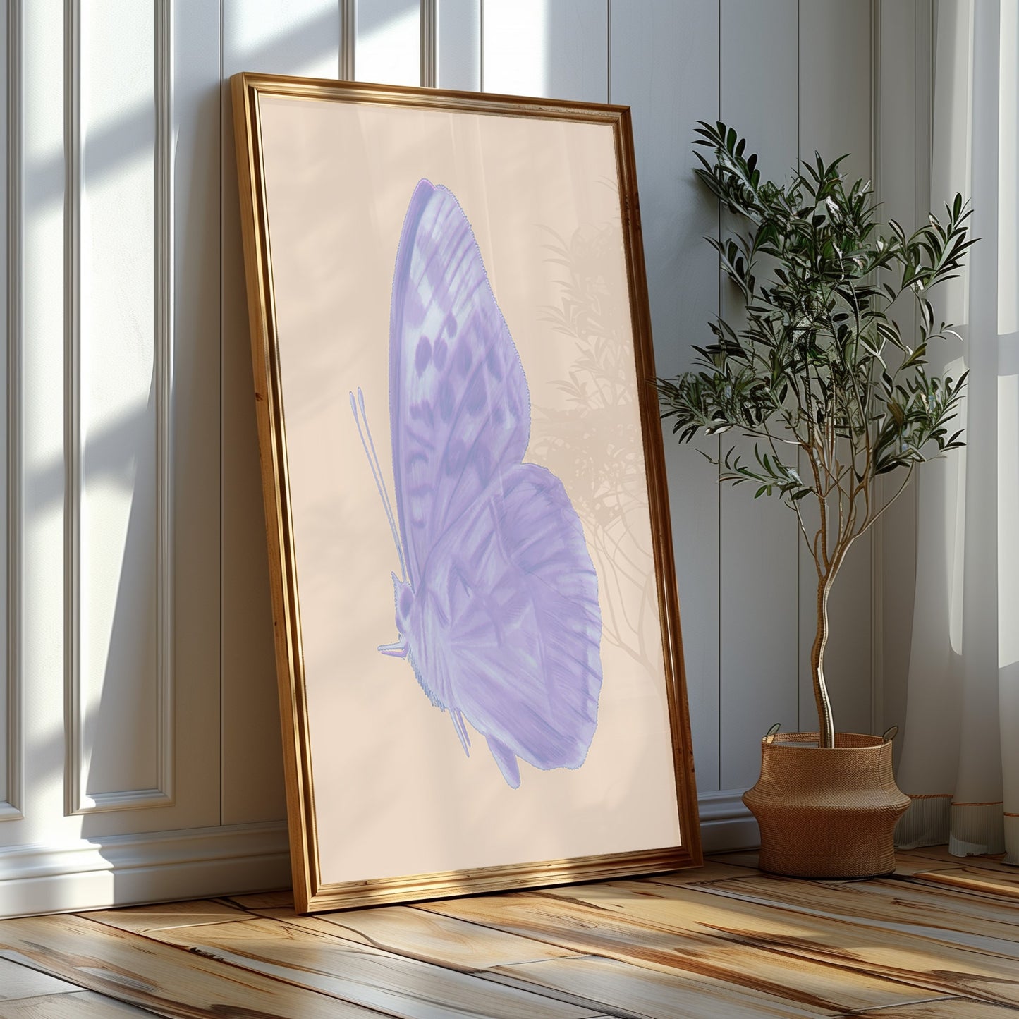 Lavender Butterfly, Twilight Sky, & Silhouette - Dreamy Purple Art Collection for a Peaceful Home Ambiance, Printable Digital Art Work