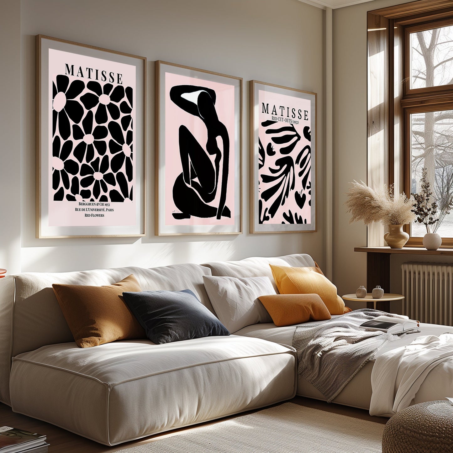 Matisse-Inspired Elegance - Black and Pink Artistic Fusion, Eclectic Style, Modern Interpretations for Stylish Interior, Picasso Inspiration