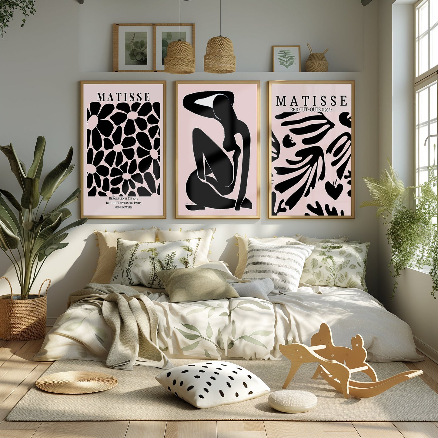 Matisse-Inspired Elegance - Black and Pink Artistic Fusion, Eclectic Style, Modern Interpretations for Stylish Interior, Picasso Inspiration