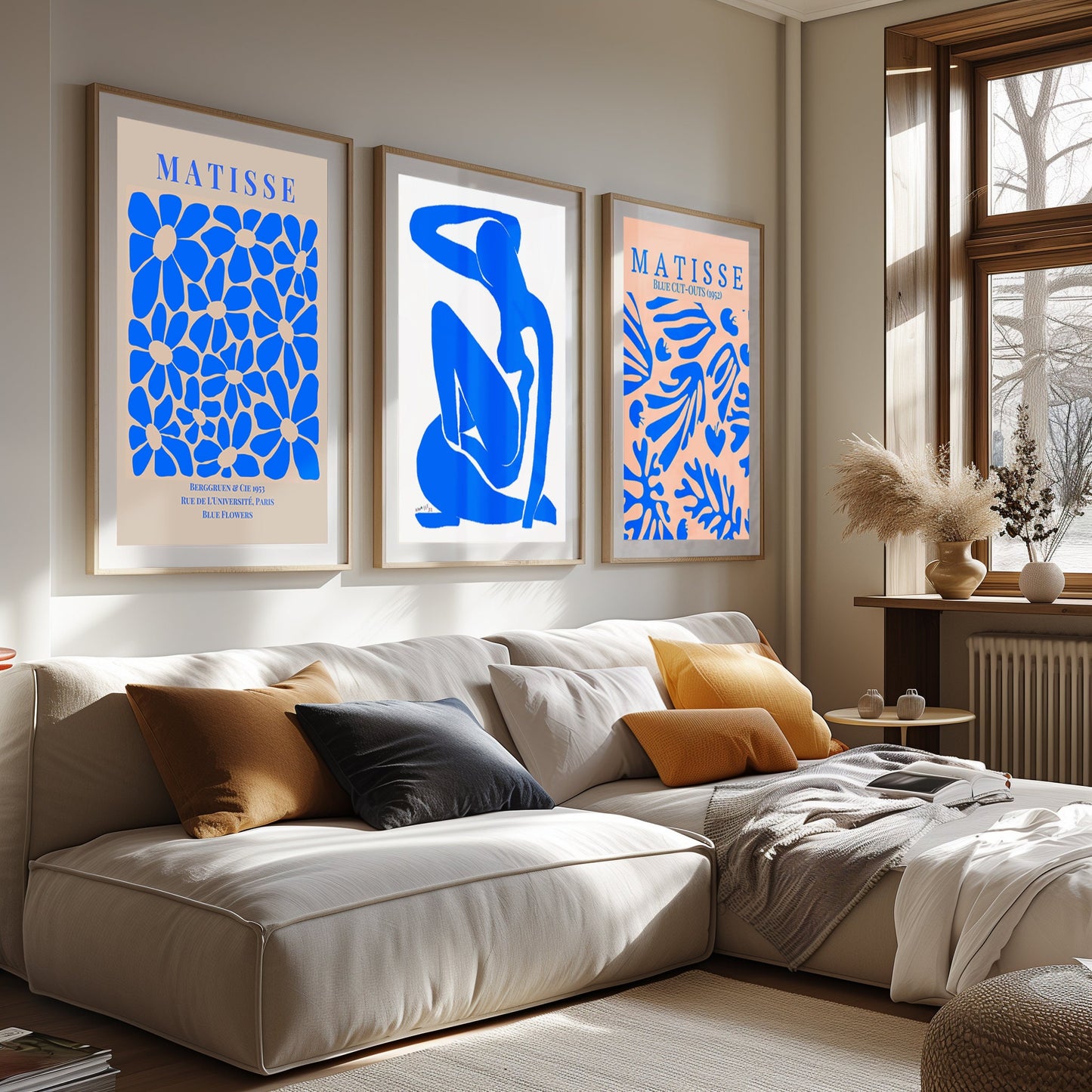 Matisse Blue Series: Classic Cutouts & Silhouette - Bold Monochromatic Prints for a Refined Artistic Touch, Eclectic Art Serie, Set of Three