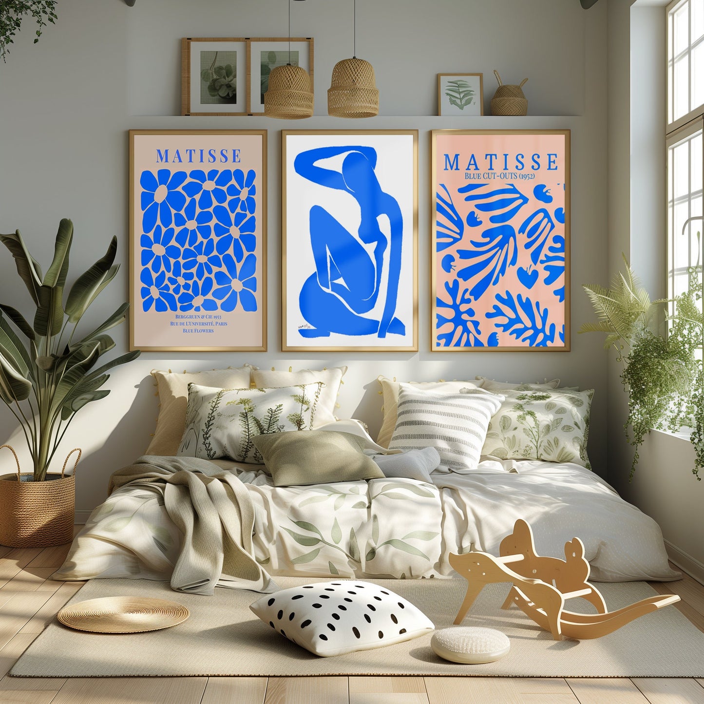 Matisse Blue Series: Classic Cutouts & Silhouette - Bold Monochromatic Prints for a Refined Artistic Touch, Eclectic Art Serie, Set of Three