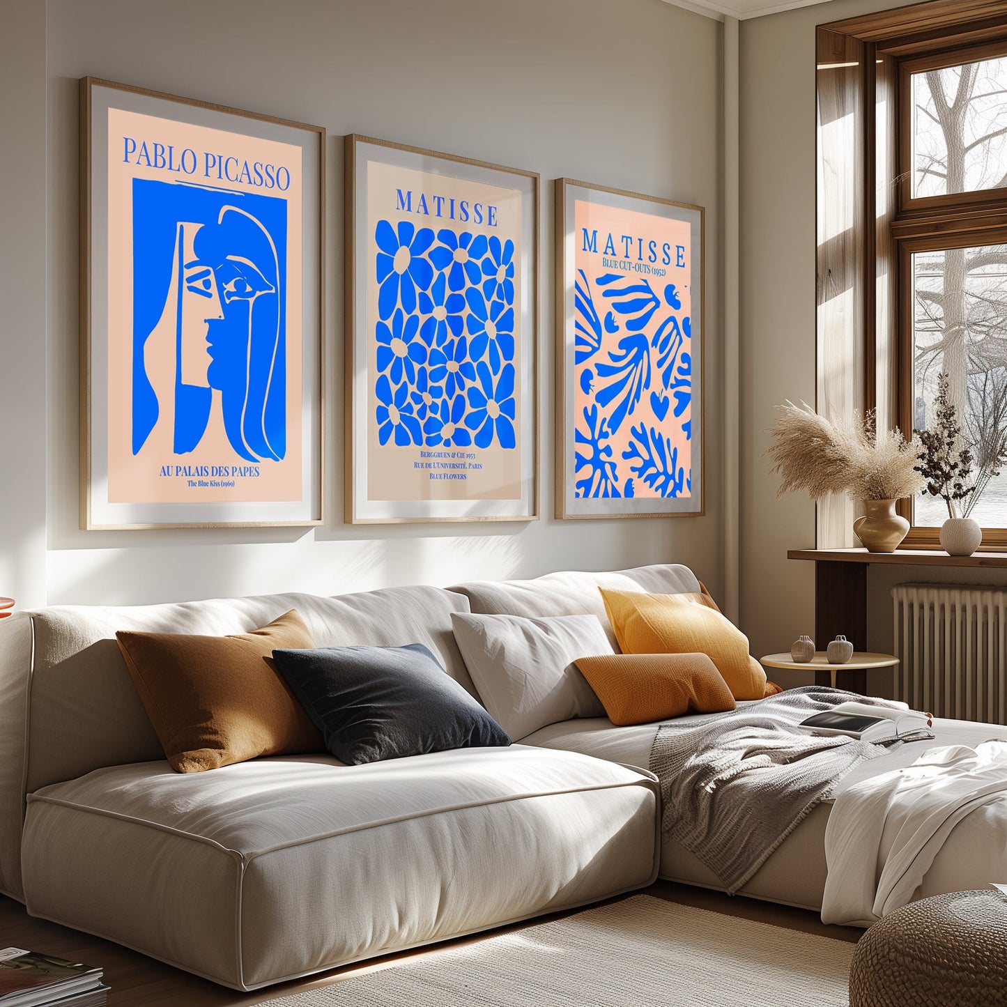 Masters of Artistry: Picasso & Matisse - A Triptych of Blue, Celebrating Iconic Art in a Contemporary Hue, Printable Art, Digital Art Work