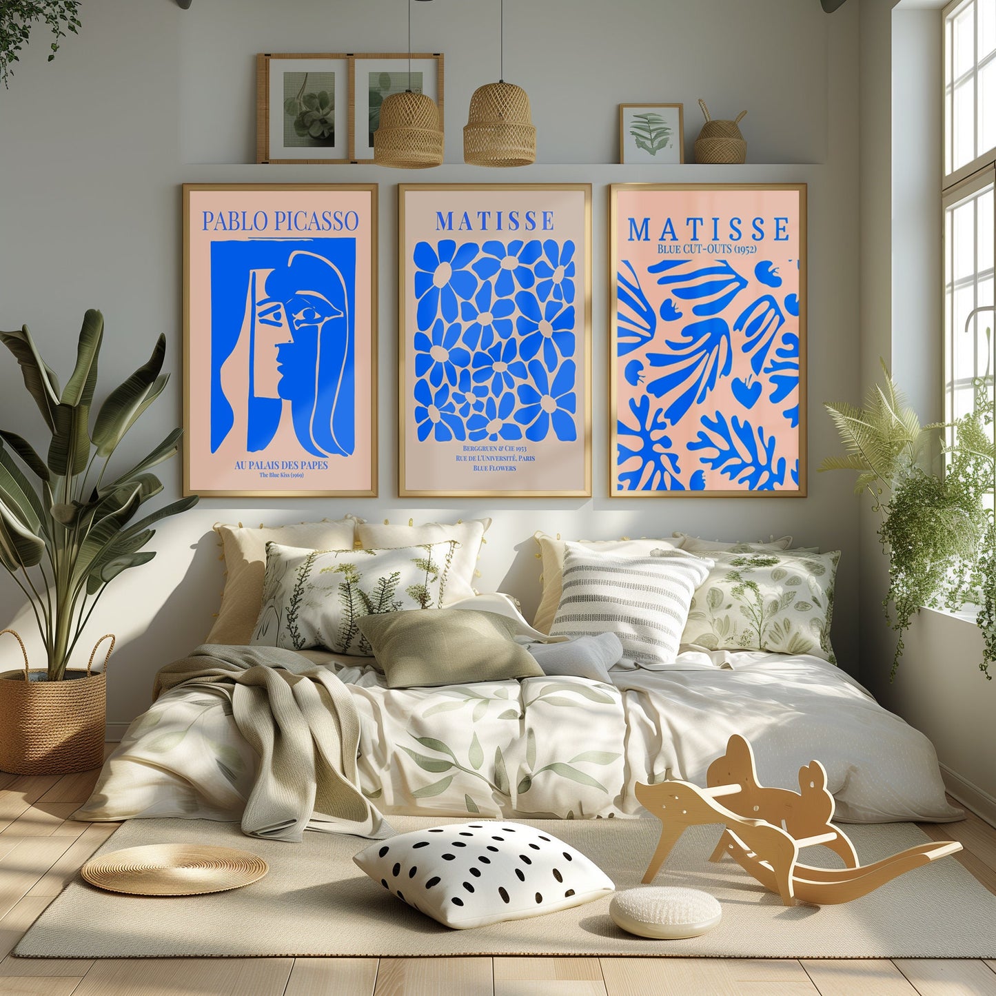 Masters of Artistry: Picasso & Matisse - A Triptych of Blue, Celebrating Iconic Art in a Contemporary Hue, Printable Art, Digital Art Work