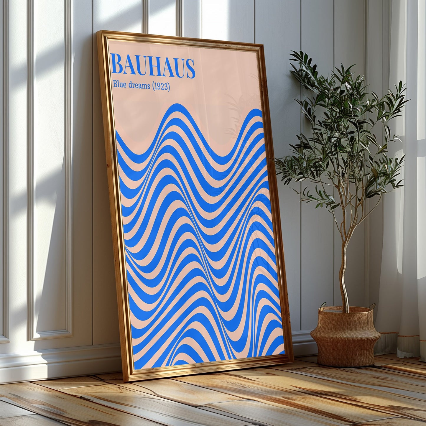 Cerulean Rhythms: Bauhaus Waves, Good Fortune, Picasso's Profile - Artful Synthesis for the Contemporary Space, Digital Art Piece, Printable