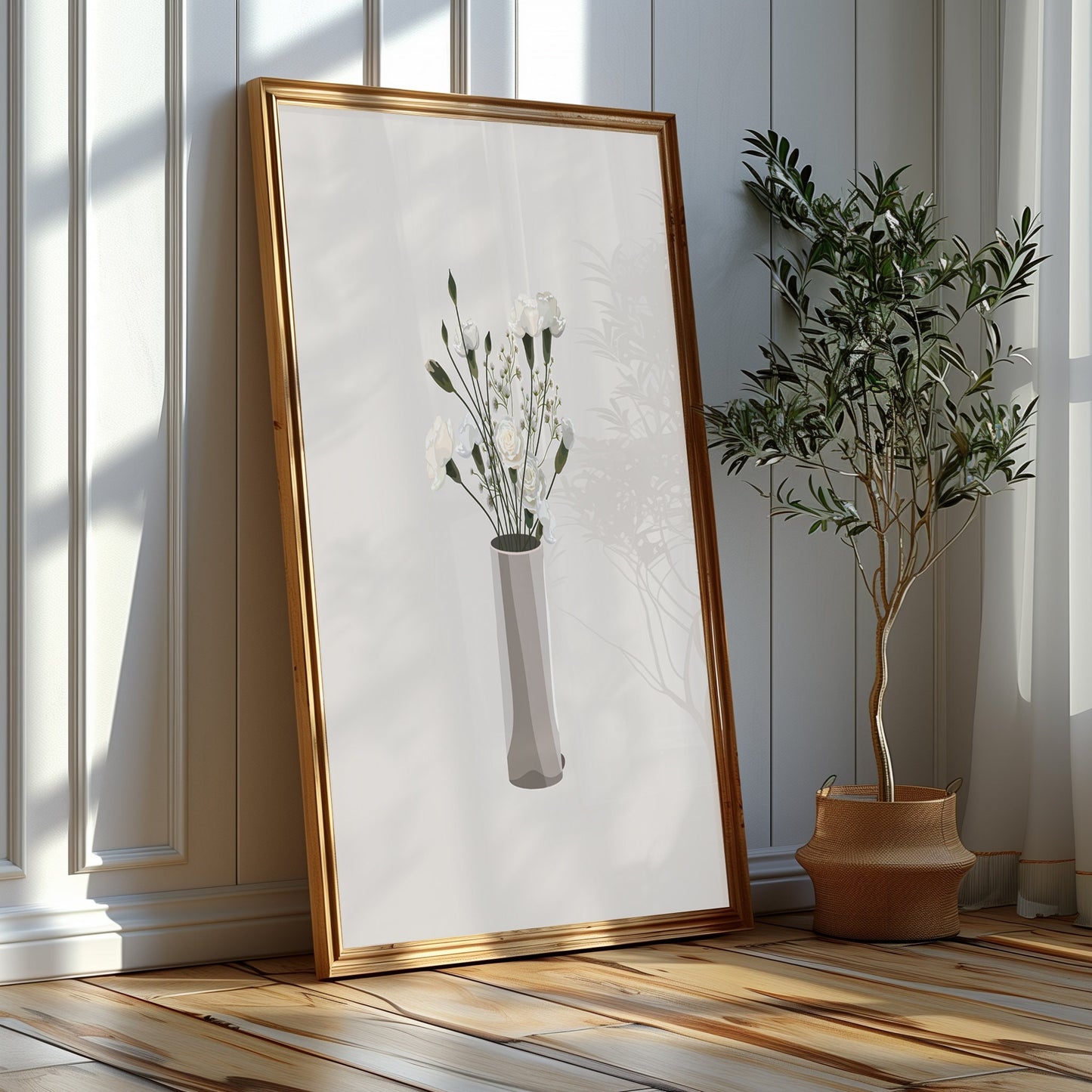 Chic Vase Collection - Illustrative and Embroidered Floral Designs, Delicate Elegance for Sophisticated Interiors, Digital Print, Printable