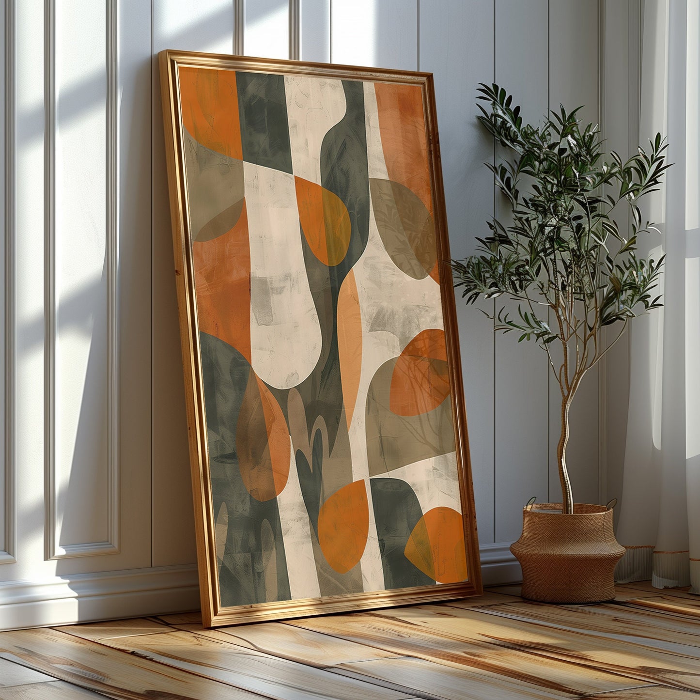 Abstract Nature Series - Set of Three Art Prints, Fluid Organic Shapes in Earthy Tones, Instant Download, Orange And Green Printable Poster