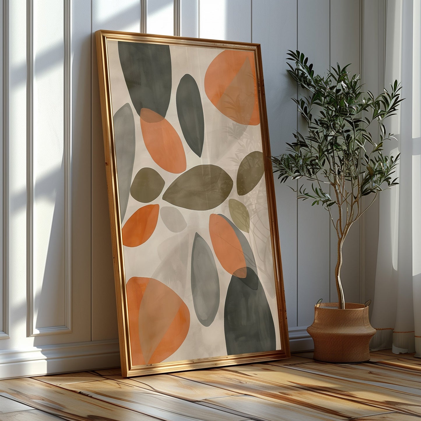 Abstract Nature Series - Set of Three Art Prints, Fluid Organic Shapes in Earthy Tones, Instant Download, Orange And Green Printable Poster