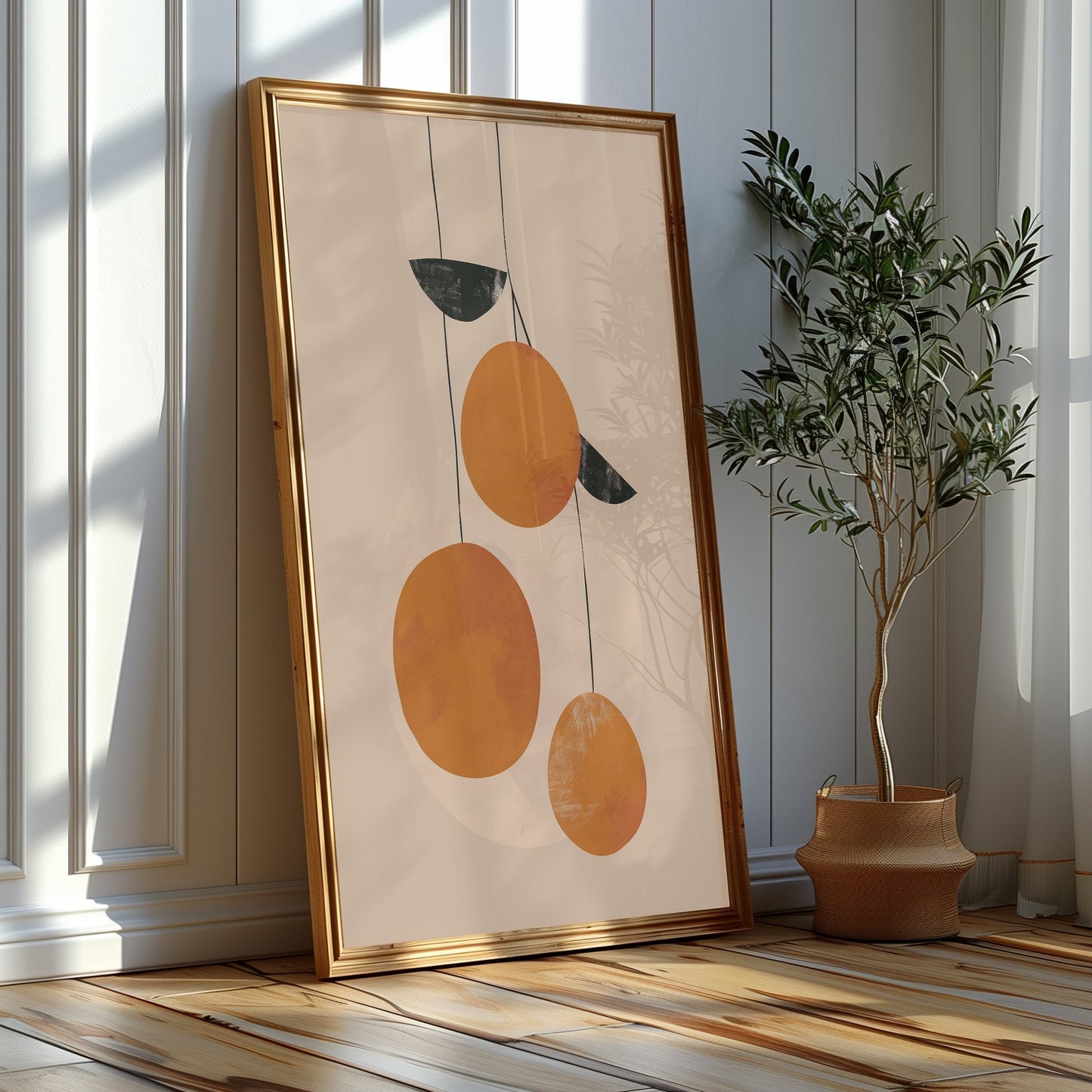 Nature's Hues: Abstract Foliage & Citrus Silhouettes - Earthy Tones Art Collection for Refreshing Home Ambiance, Digital Art, Printable Art