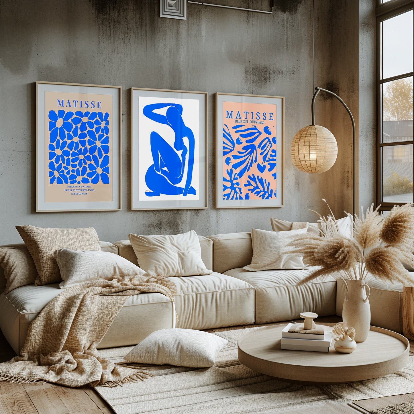 Matisse Blue Series: Classic Cutouts & Silhouette - Bold Monochromatic Prints for a Refined Artistic Touch, Eclectic Art Serie, Set of Three