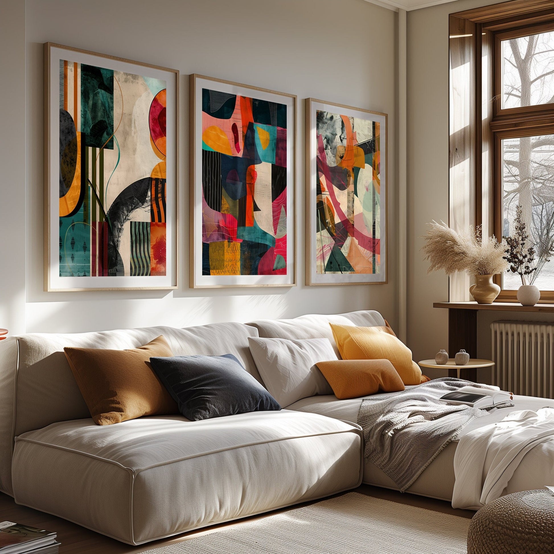 Infuse your space with the vibrant energy of our contemporary abstract digital print. This artwork showcases a fusion of dynamic shapes and bold colors, perfect for adding a modern touch to any room.