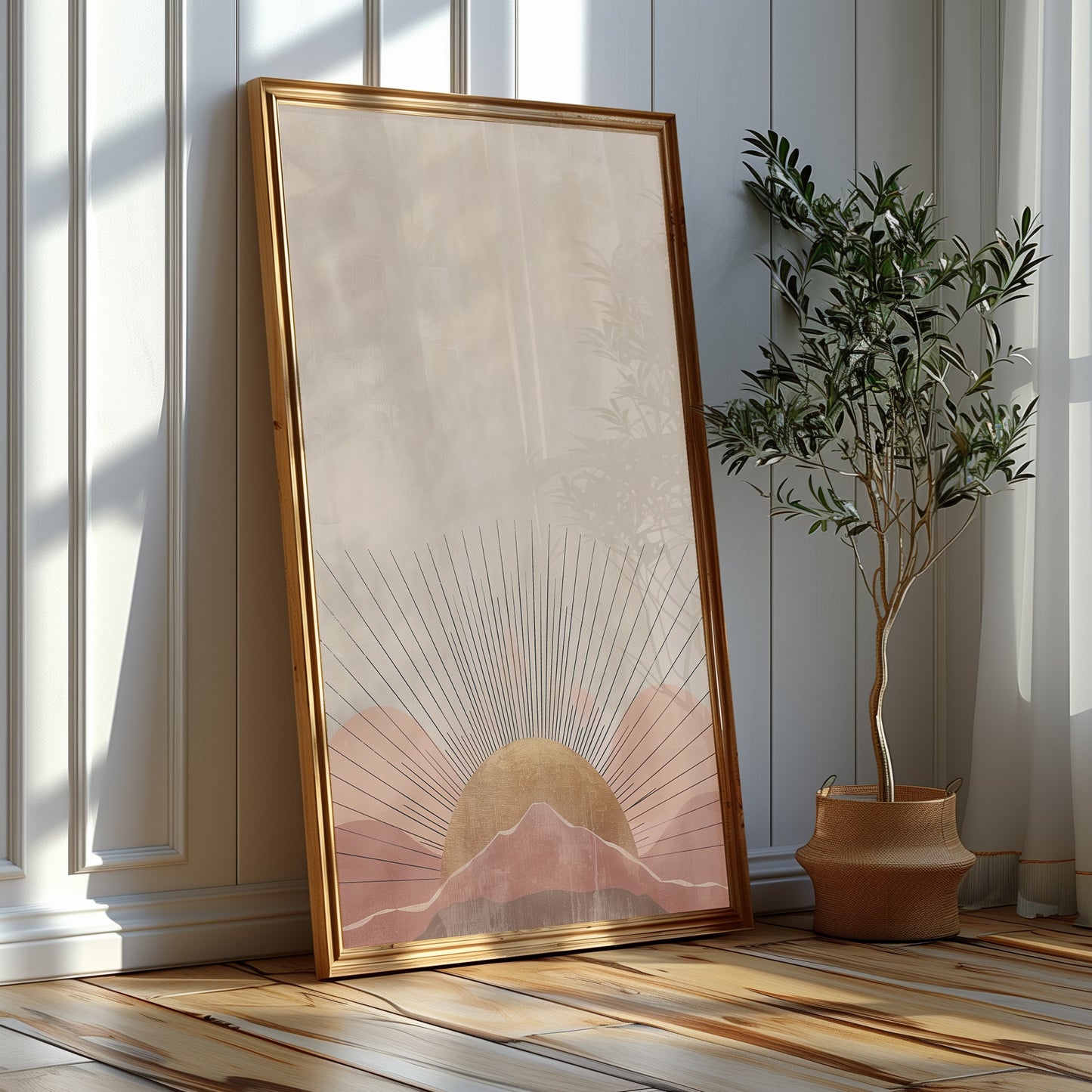 Boho Poster, Golden Hour, Radiant Dawn Art Series - Set of Three Sunrise Prints, Warm Earthy Tones, Moder Print, Mid Century Art