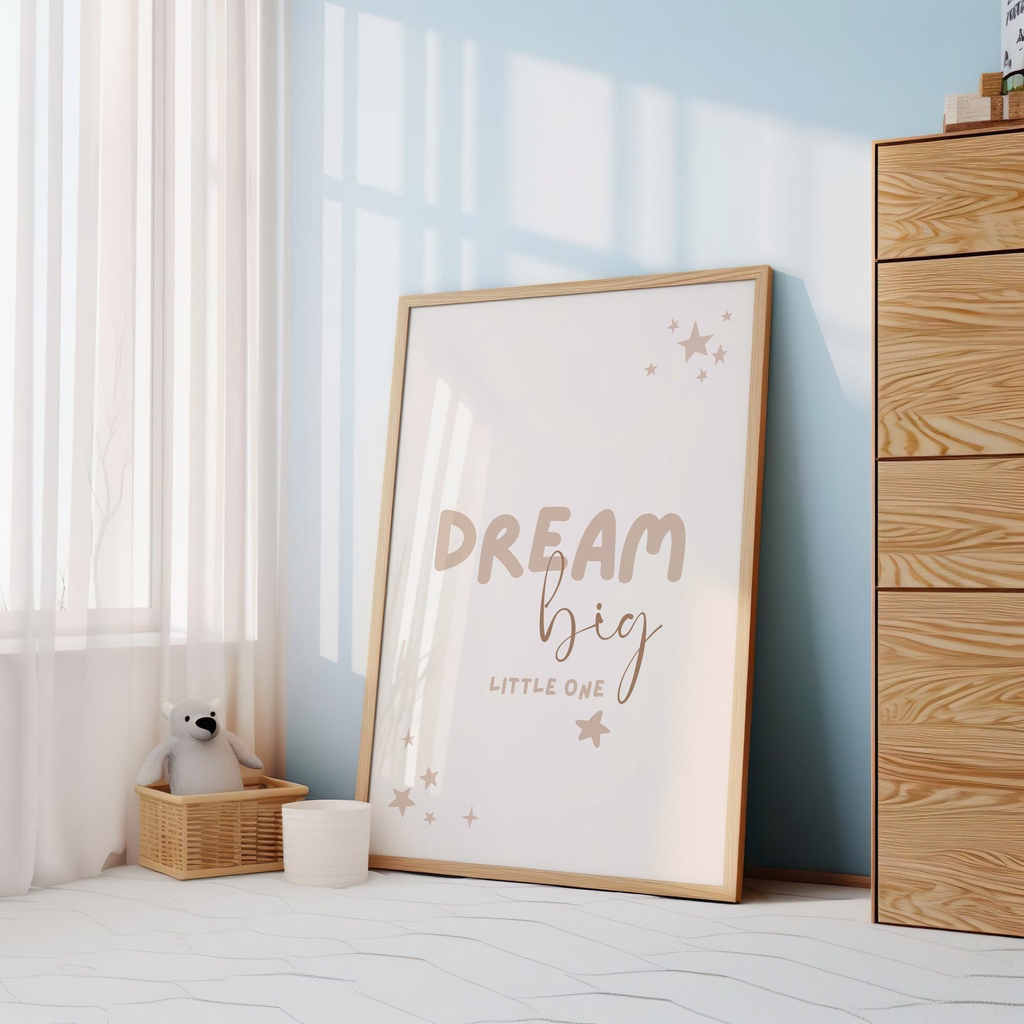 Nursery Wall Art, Dream Big Little One, Kids Poster, Kids Room Decor, Inspirational Quote Print, Poster for Nursery, Nursery Poster, Poster