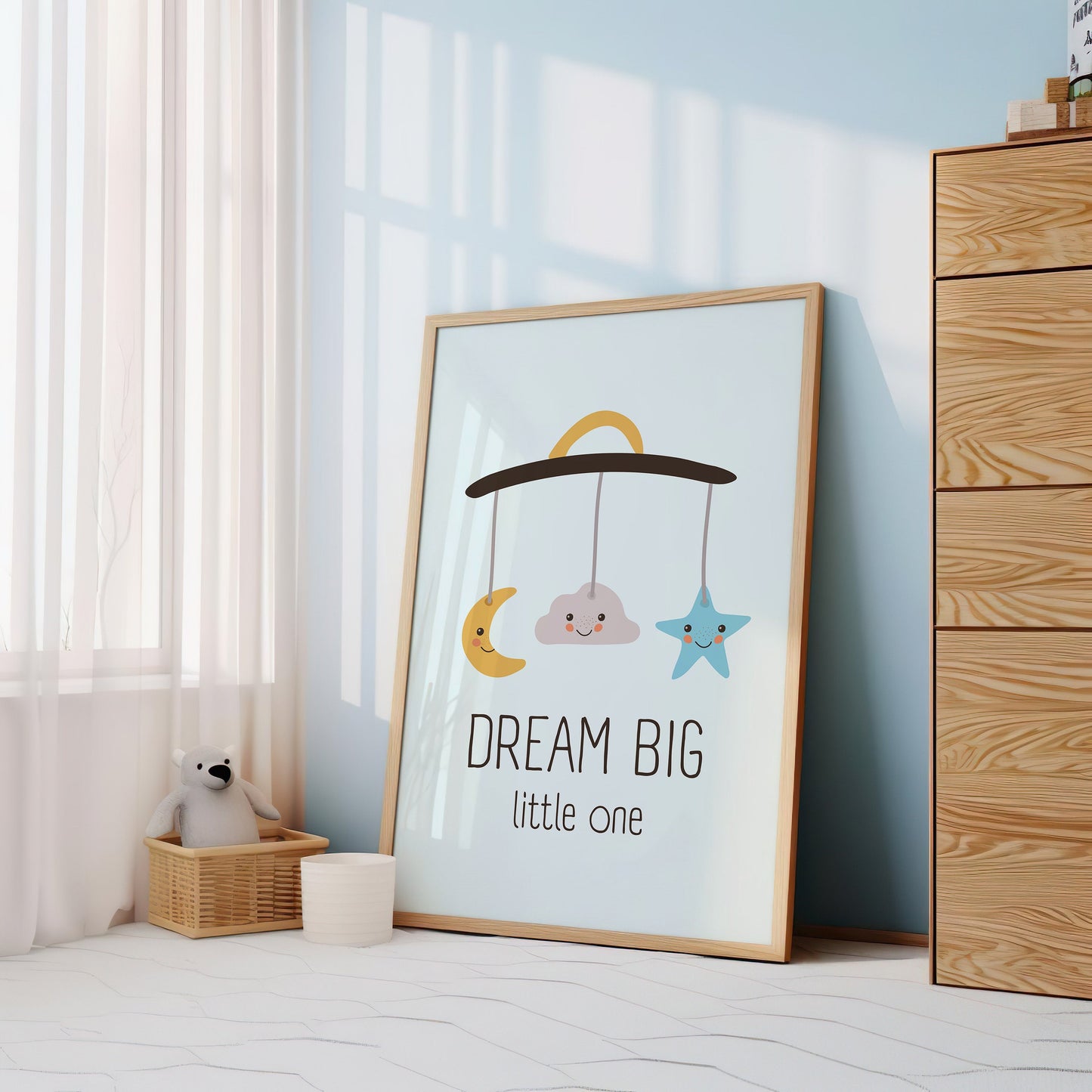 Nursery Decor, Kids Room Art, Dream Big Little One Nursery Art, Kids Room Decor, Childrens Room, Baby Wall Art, Poster for Baby Room