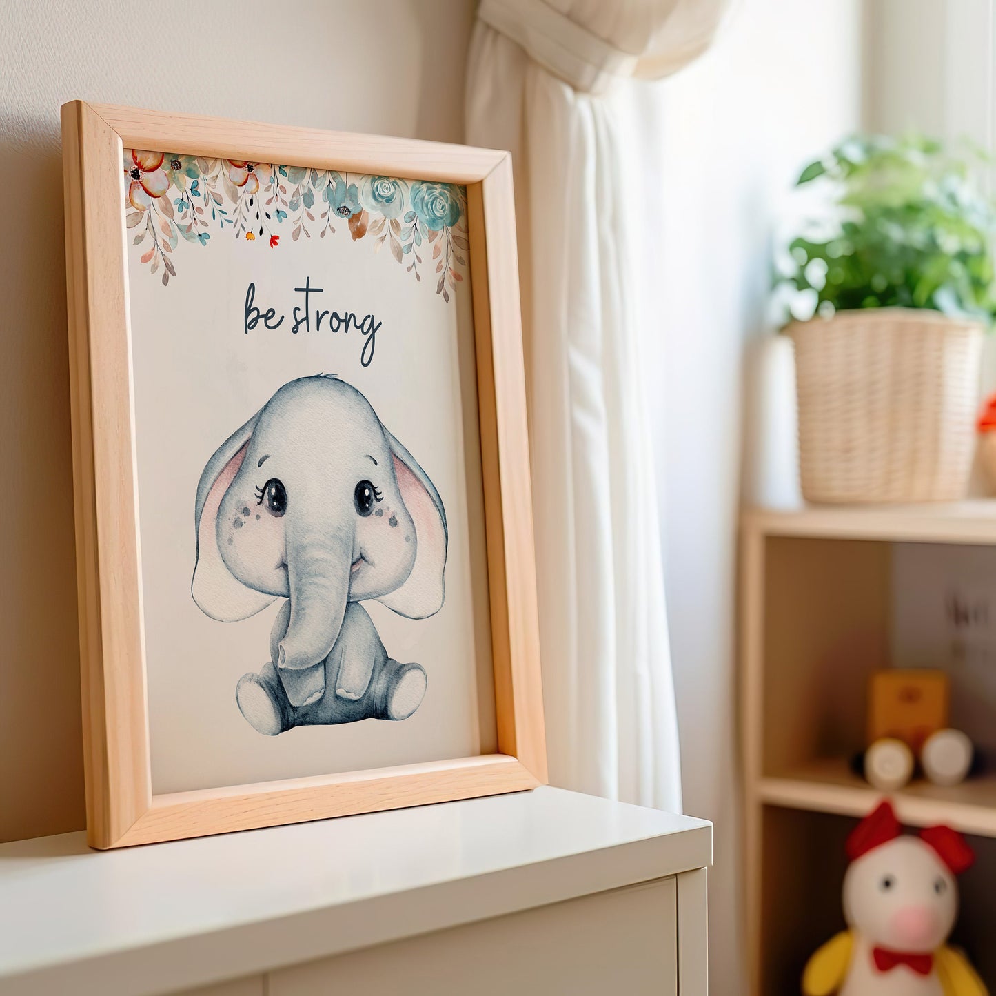 Elephant Nursery Poster, Modern Nursery, Baby Room Decor, Cute Animal Art,  Kids Room Decor, Elephant Wall Art, Nursery Poster