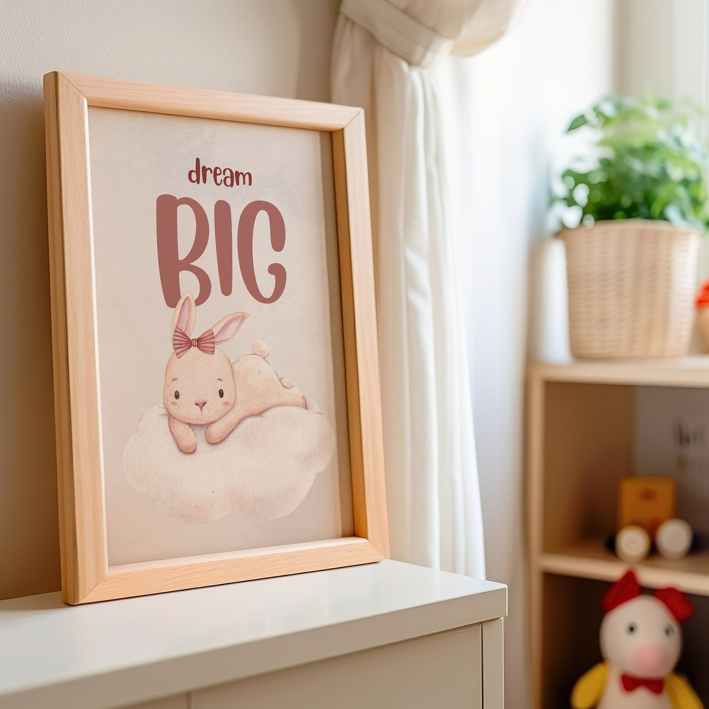 Dream Big Nursery Art, Nursery Decor, Kids Room Art, Kids Room Decor, Bunny Wall Art, Inspirational Quote Print, Nursery Poster