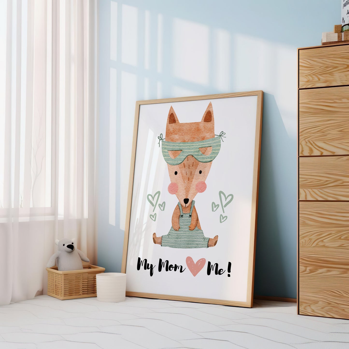 My Mom Loves Me Nursery Art, Kids Room Decor, Fox Wall Art, Mother's Day Gift for Child, Inspirational Quote Print, Nursery Poster