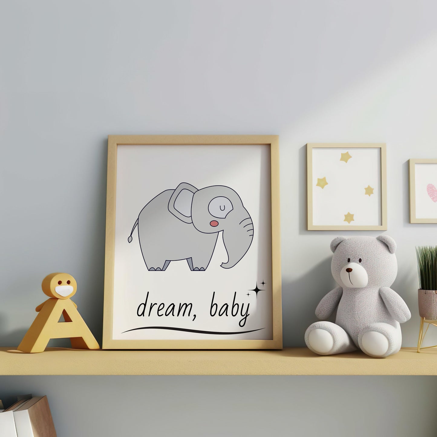 Dream Baby Nursery Art, Kids Room Decor, Elephant Wall Art, Elephant Art, Wall Art, Poster For Kids, Kids Decor, Motivational Print