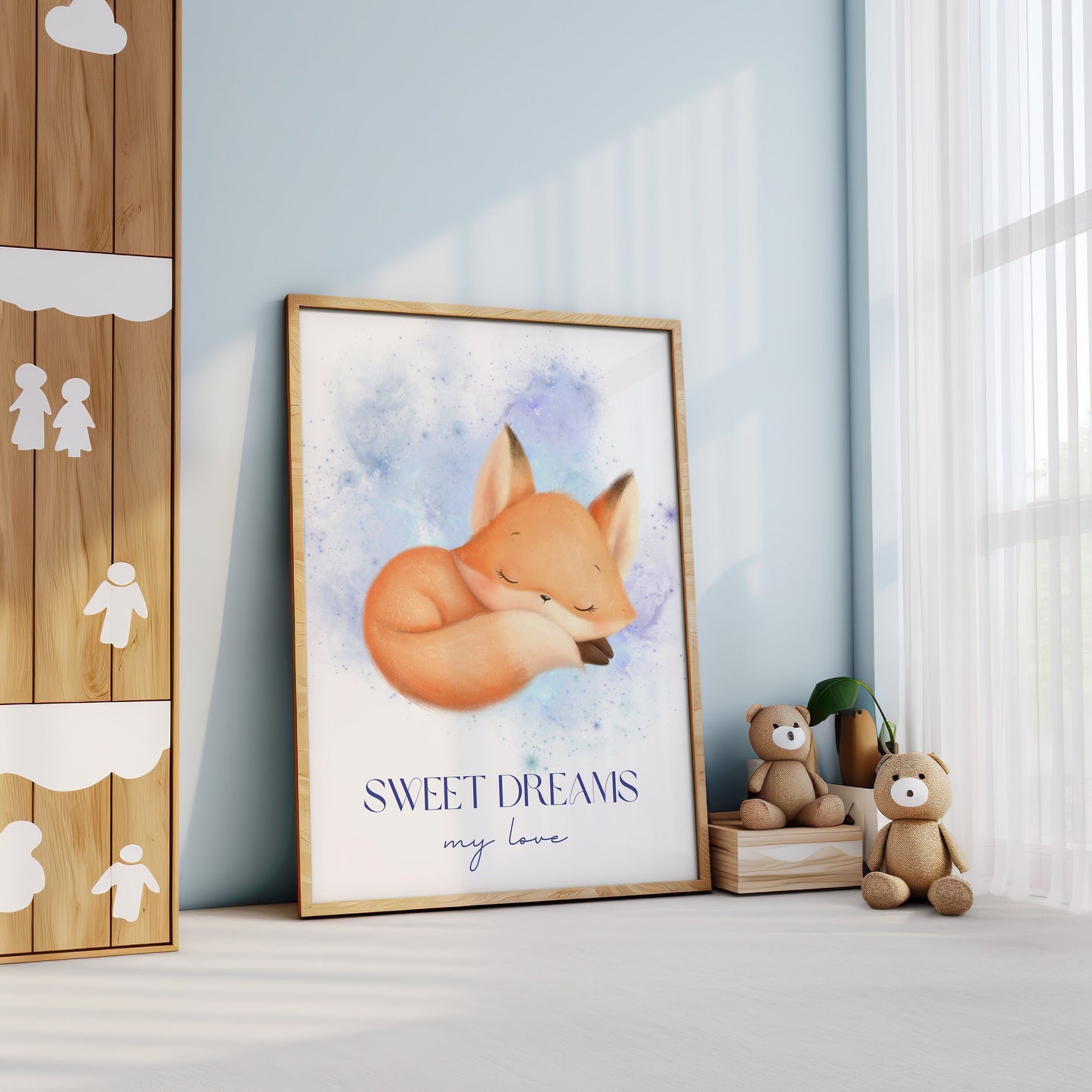 Fox Nursery Art, Sweet Dream My Love, Kids Room Decor, Sleeping Fox Wall Art, Cute Fox Art, Fox Wall Art, Woodland Nursery, Sweet Dreams Art