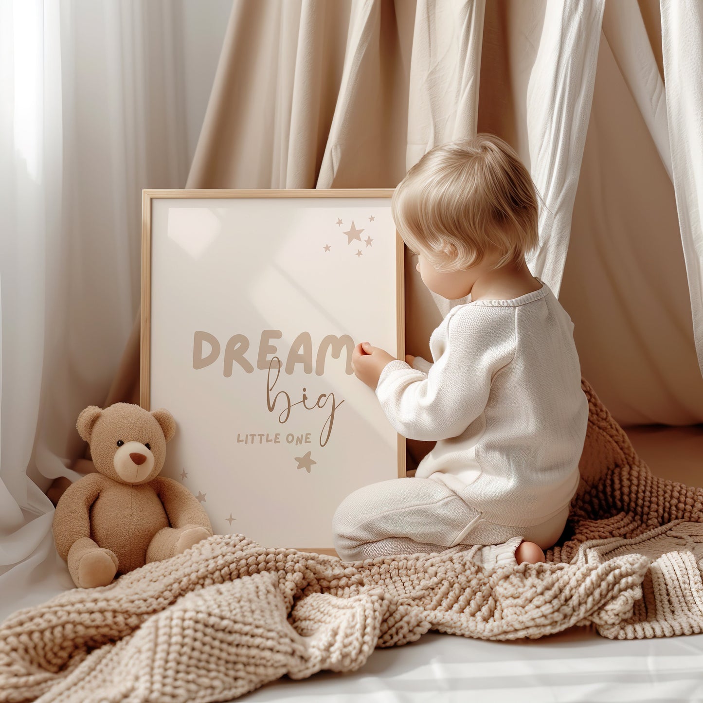 Nursery Wall Art, Dream Big Little One, Kids Poster, Kids Room Decor, Inspirational Quote Print, Poster for Nursery, Nursery Poster, Poster