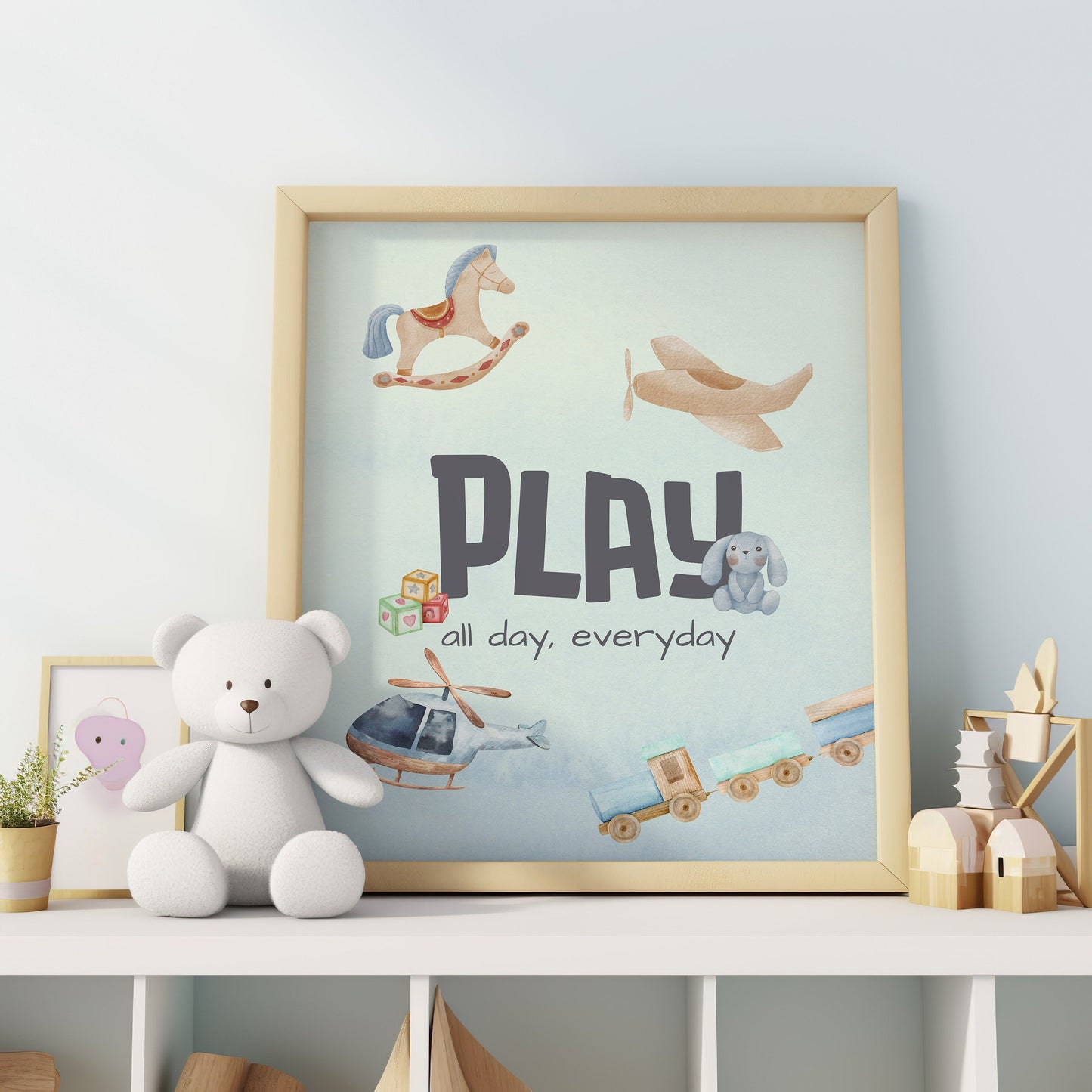 Kids Room Poster, Kids Decor, Playful Print, Childrens Room, Poster, Inspirational Quote Print, Nursery Decor, Toy Illustrations