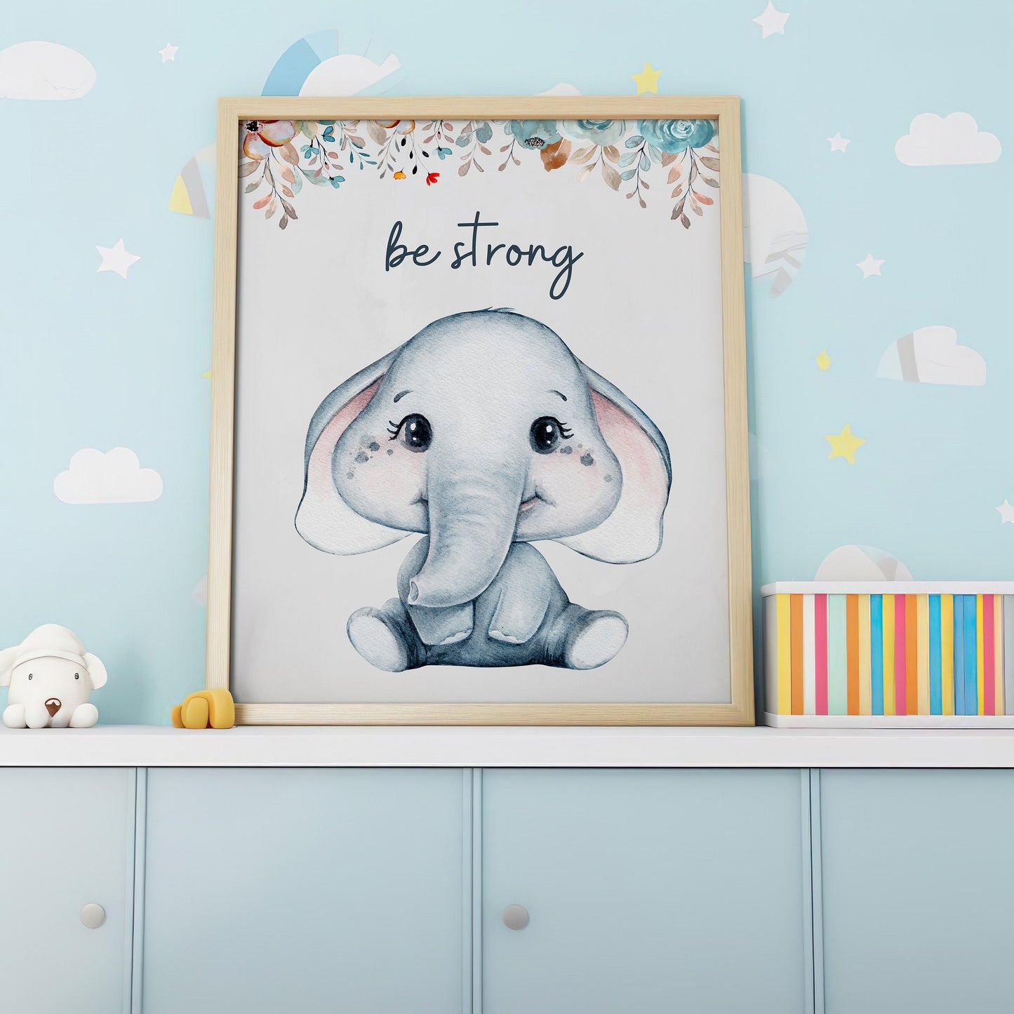 Elephant Nursery Poster, Modern Nursery, Baby Room Decor, Cute Animal Art,  Kids Room Decor, Elephant Wall Art, Nursery Poster