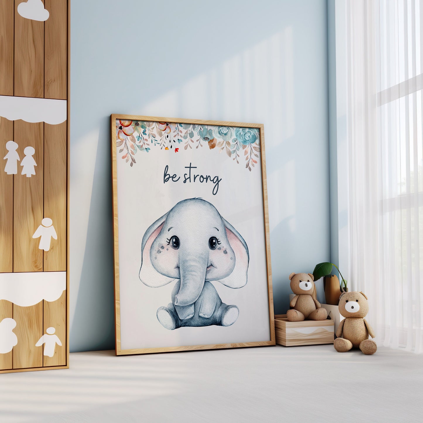 Elephant Nursery Poster, Modern Nursery, Baby Room Decor, Cute Animal Art,  Kids Room Decor, Elephant Wall Art, Nursery Poster