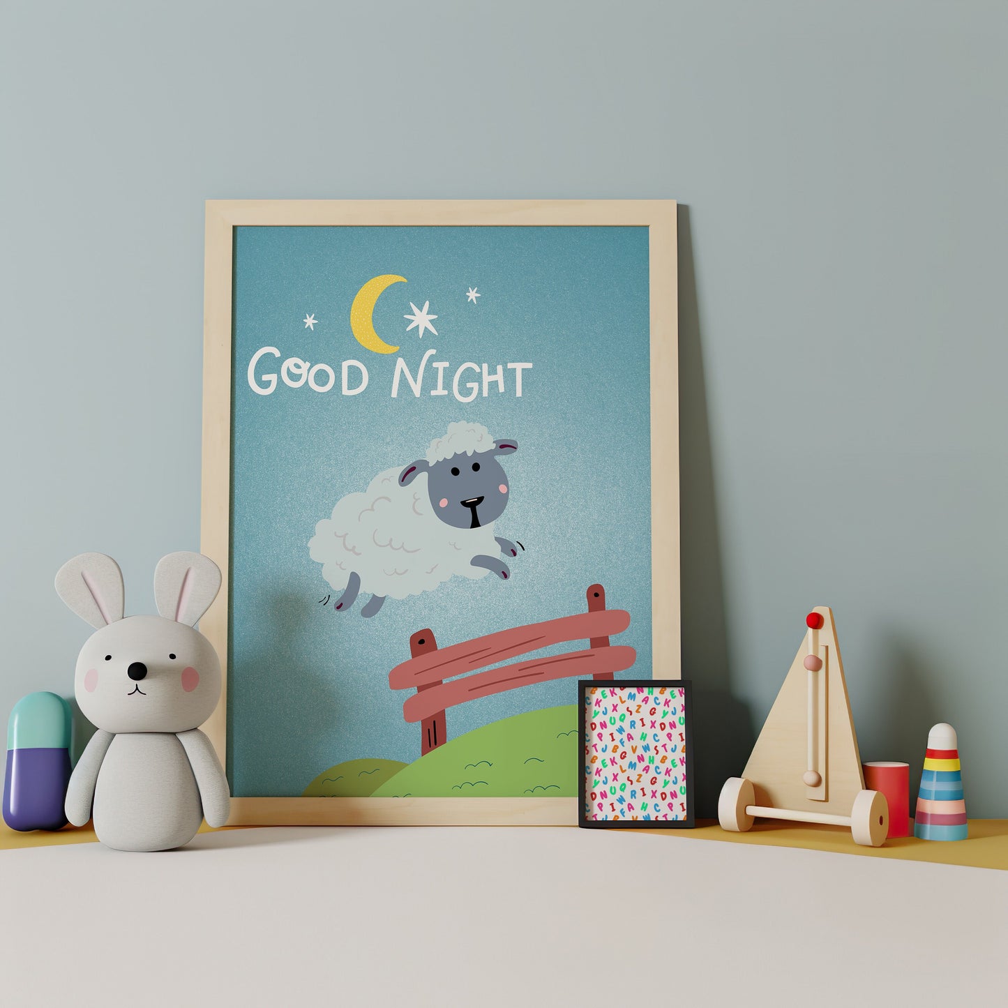 Good Night Print, Animal Sheep Print, Nursery Art, Kids Room Decor, Sheep Wall Art, Bedtime Quote Print, Poster, Digital Poster