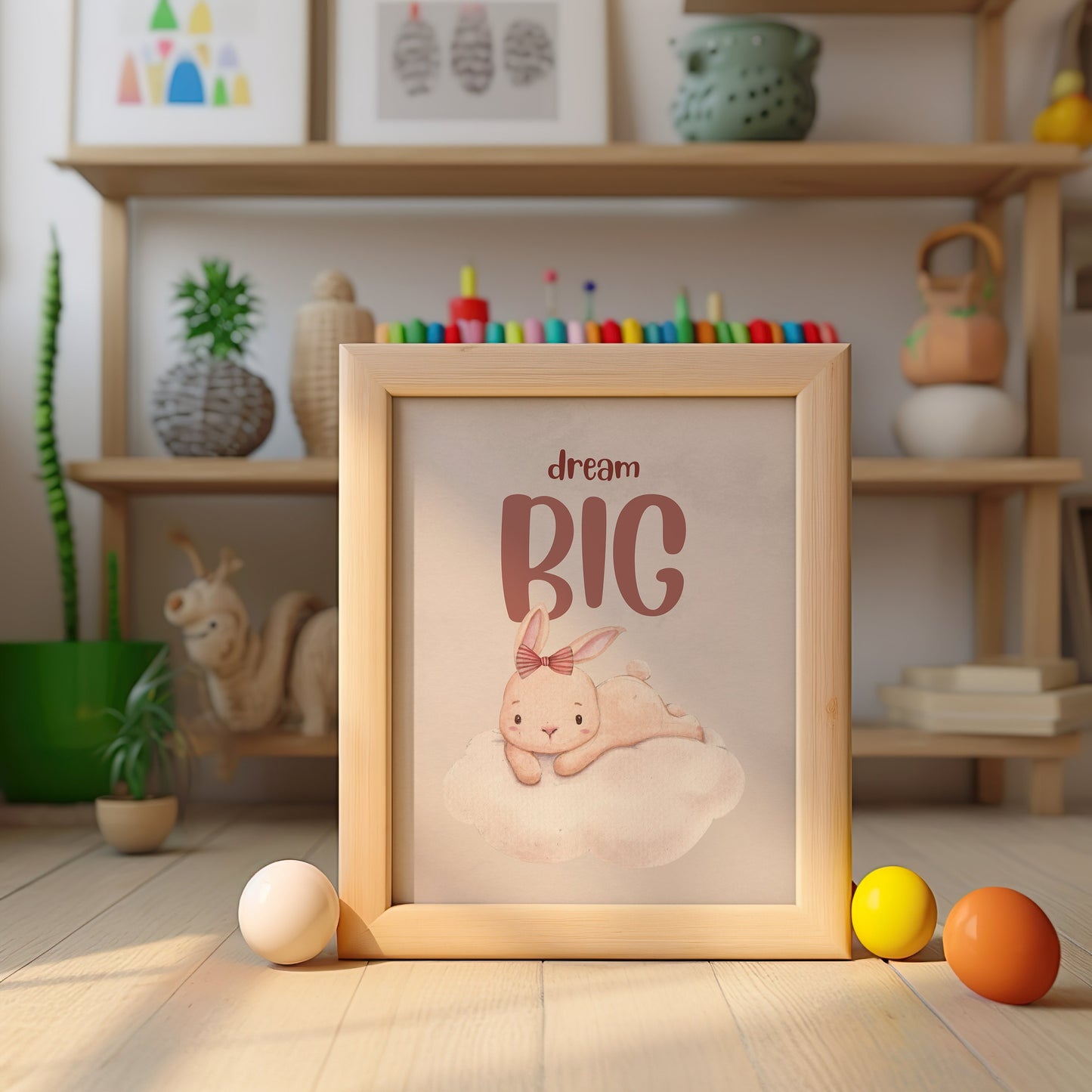 Dream Big Nursery Art, Nursery Decor, Kids Room Art, Kids Room Decor, Bunny Wall Art, Inspirational Quote Print, Nursery Poster