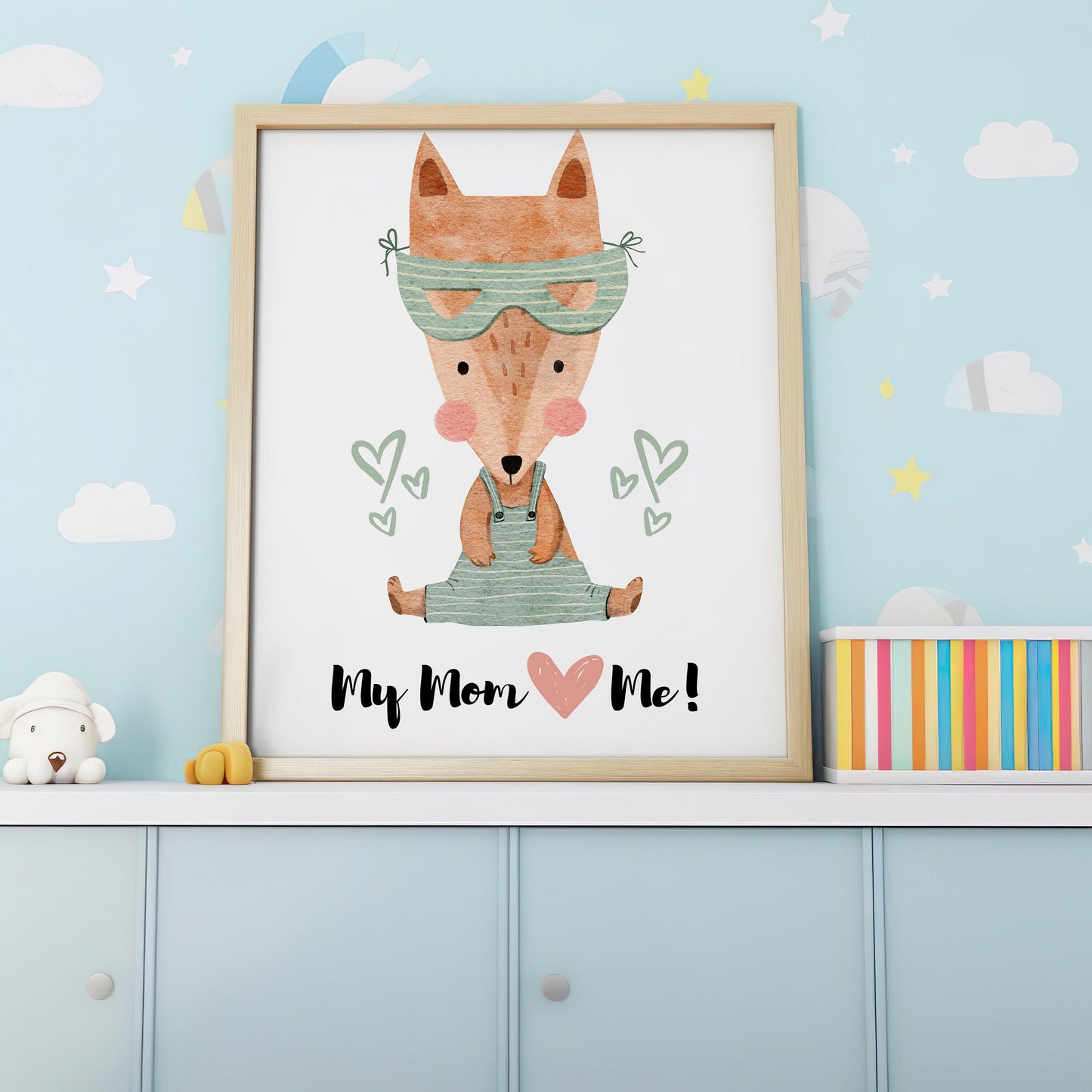 My Mom Loves Me Nursery Art, Kids Room Decor, Fox Wall Art, Mother's Day Gift for Child, Inspirational Quote Print, Nursery Poster