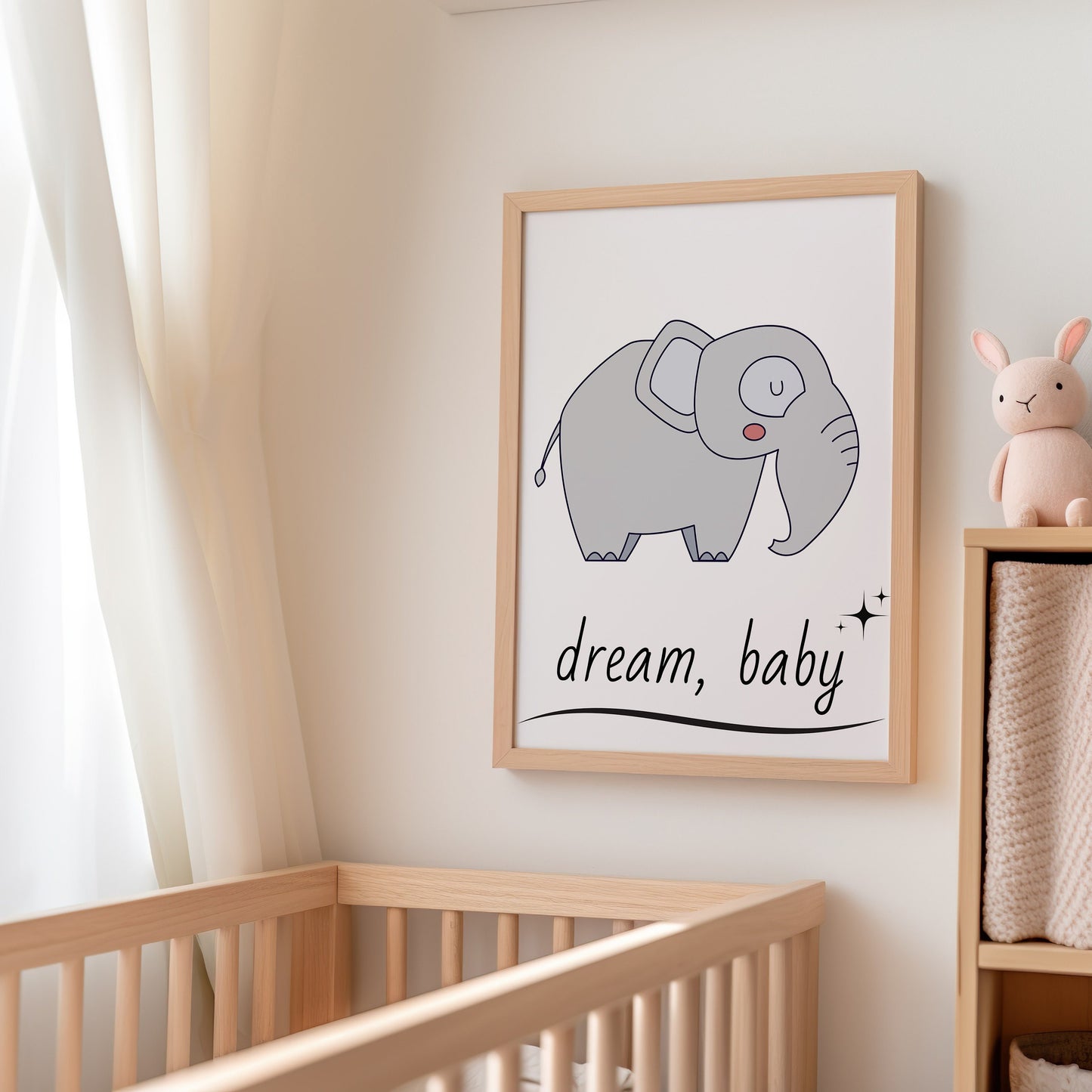 Dream Baby Nursery Art, Kids Room Decor, Elephant Wall Art, Elephant Art, Wall Art, Poster For Kids, Kids Decor, Motivational Print