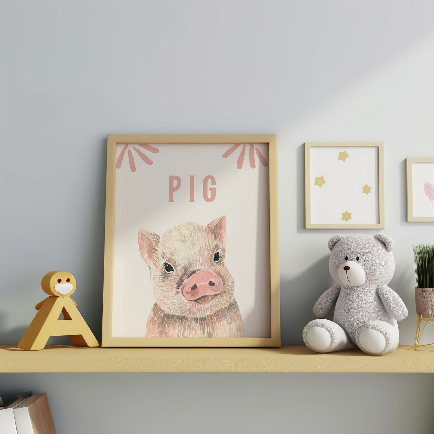 Pig Nursery Art, Kid Room Decor, Piglet Wall Art, Animal Print, Poster, Modern Nursery, Baby Room Decor, Animal Art, Pig Print