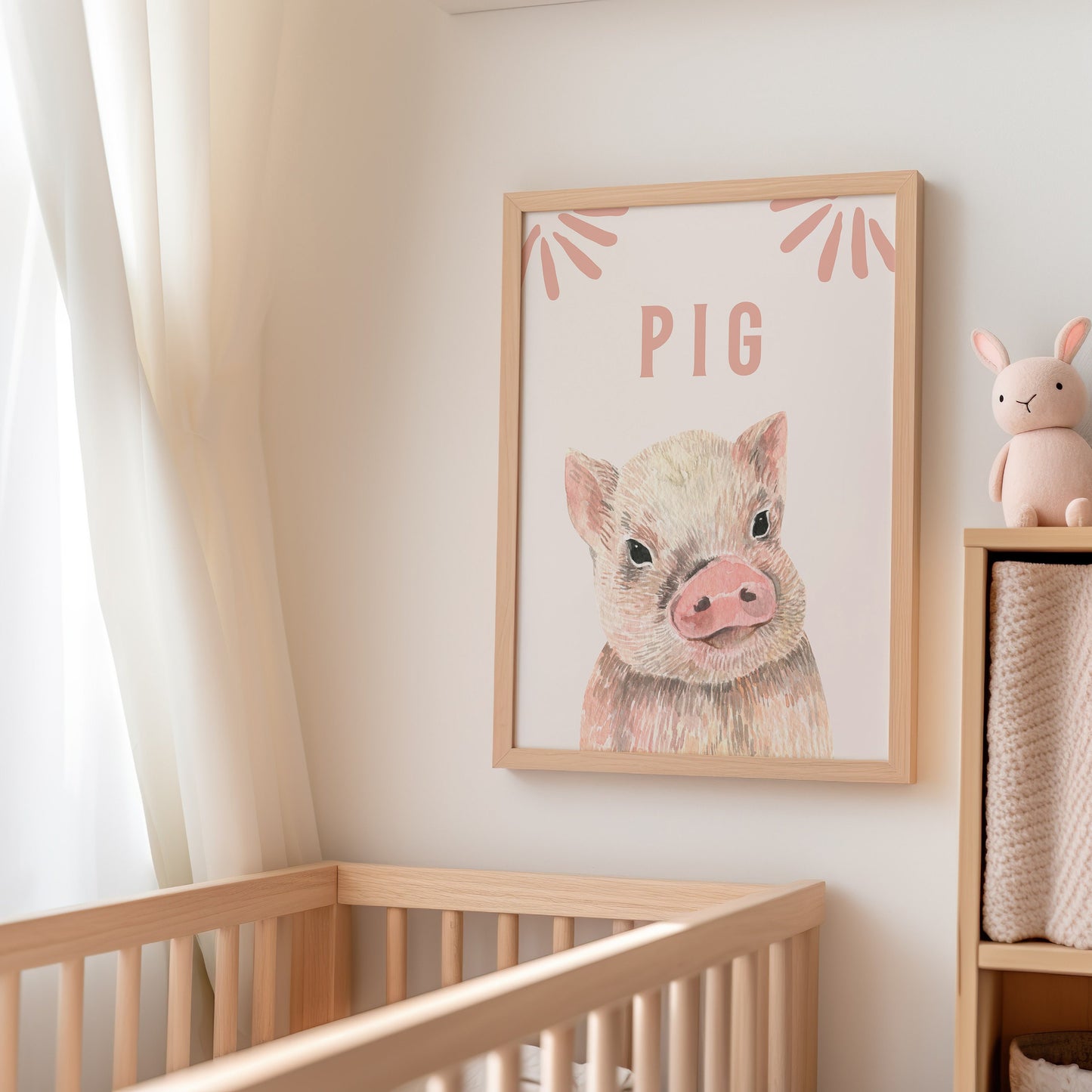 Pig Nursery Art, Kid Room Decor, Piglet Wall Art, Animal Print, Poster, Modern Nursery, Baby Room Decor, Animal Art, Pig Print