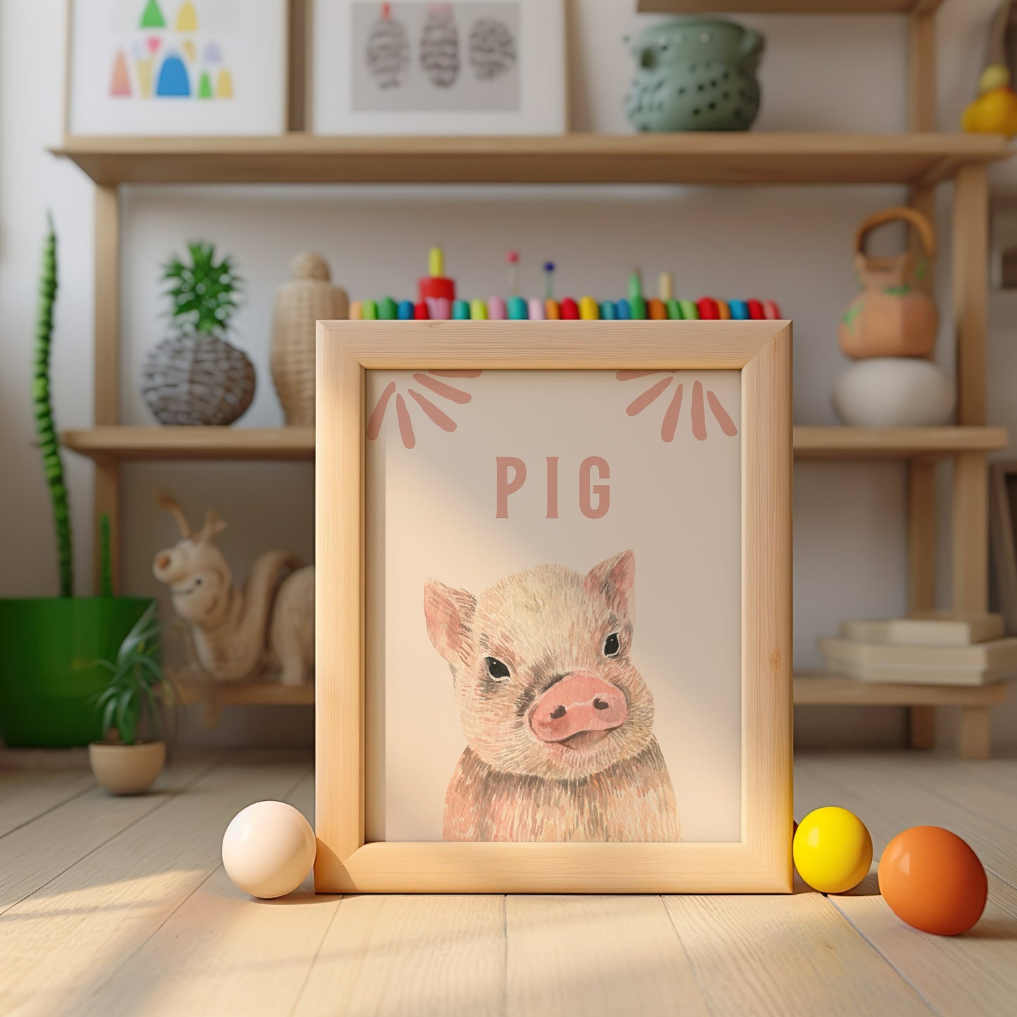 Pig Nursery Art, Kid Room Decor, Piglet Wall Art, Animal Print, Poster, Modern Nursery, Baby Room Decor, Animal Art, Pig Print