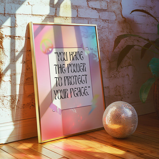 Protect Your Peace!, Motivational Art Print with Colorful Design, Inspirational Quote Art Print, Rainbow Poster, Colorful Wall Decor