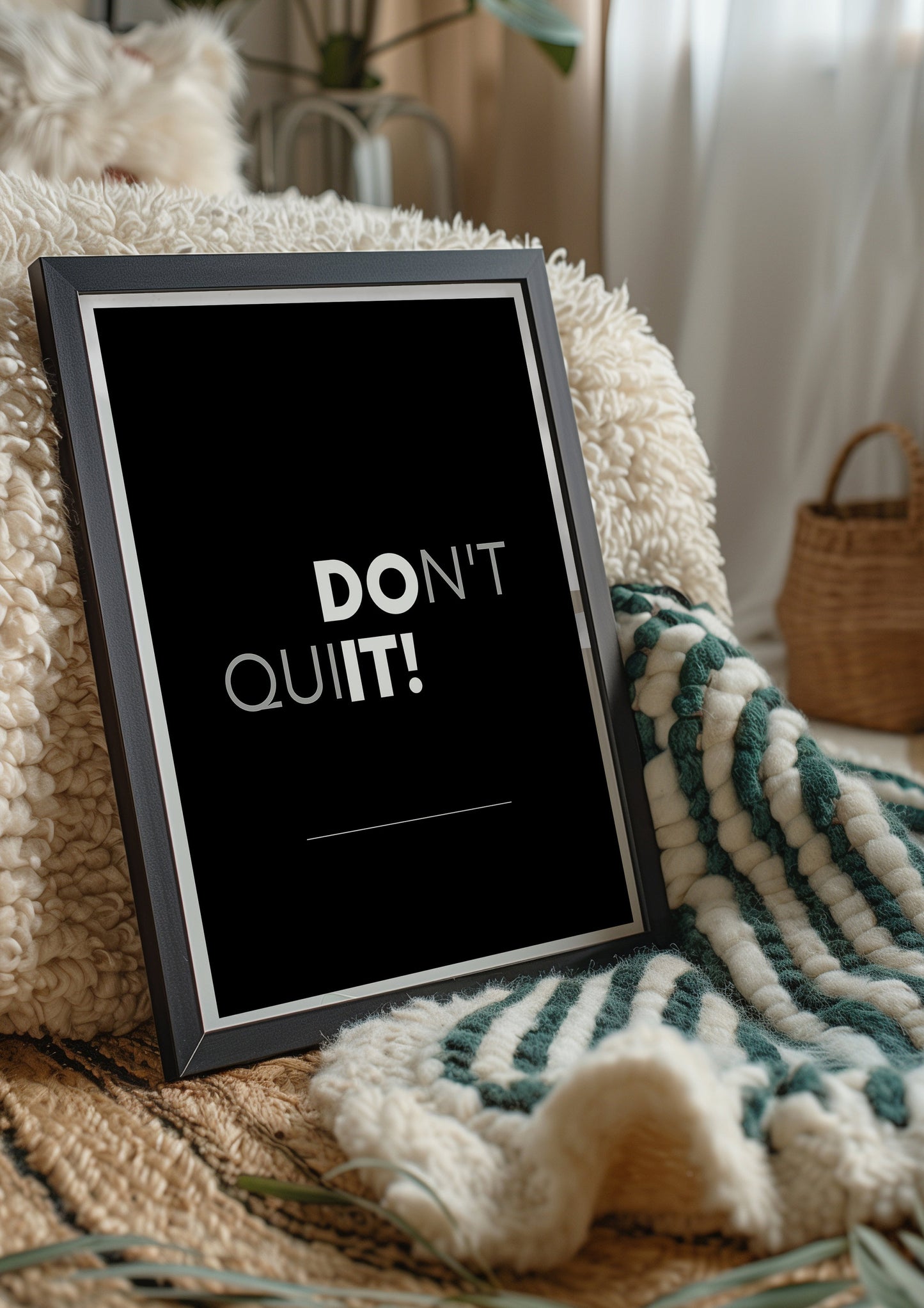 Black and White Motivational Print, Don't Quit Inspirational Poster, Positive Wall Art, Modern Home Decor, Minimalist Quote