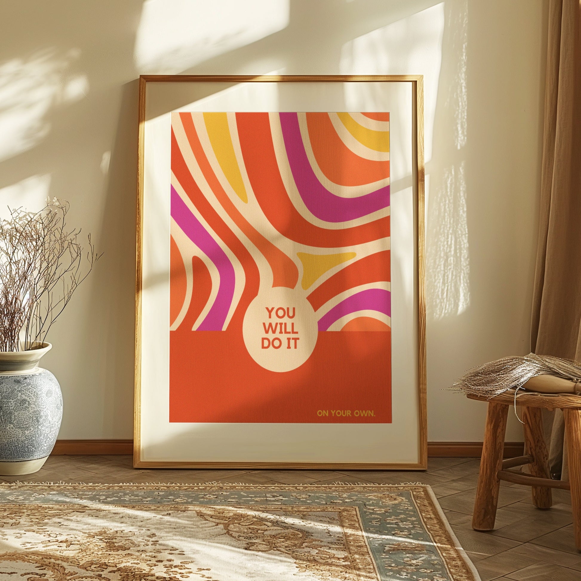 This motivational wall art is perfect for any room that needs a boost of inspiration. The retro design and encouraging message "You Will Do It" make it an eye-catching and uplifting decor piece.