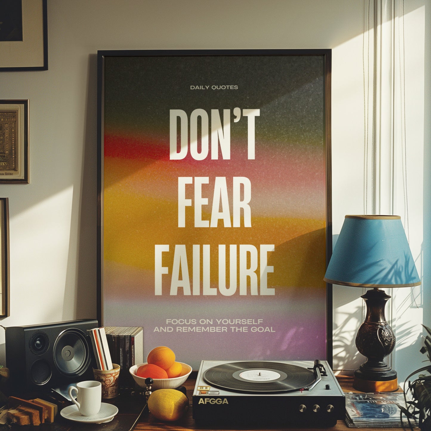 Don’t Fear Failure Poster, Motivational Wall Art, Inspirational Quote Print, Daily Quotes Decor, Colorful Motivational Art