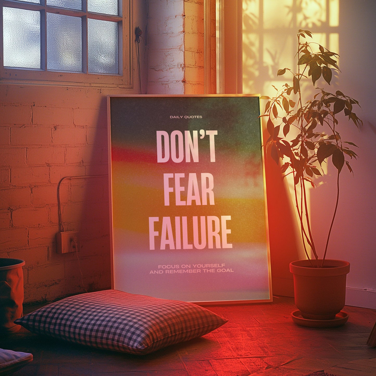 Don’t Fear Failure Poster, Motivational Wall Art, Inspirational Quote Print, Daily Quotes Decor, Colorful Motivational Art