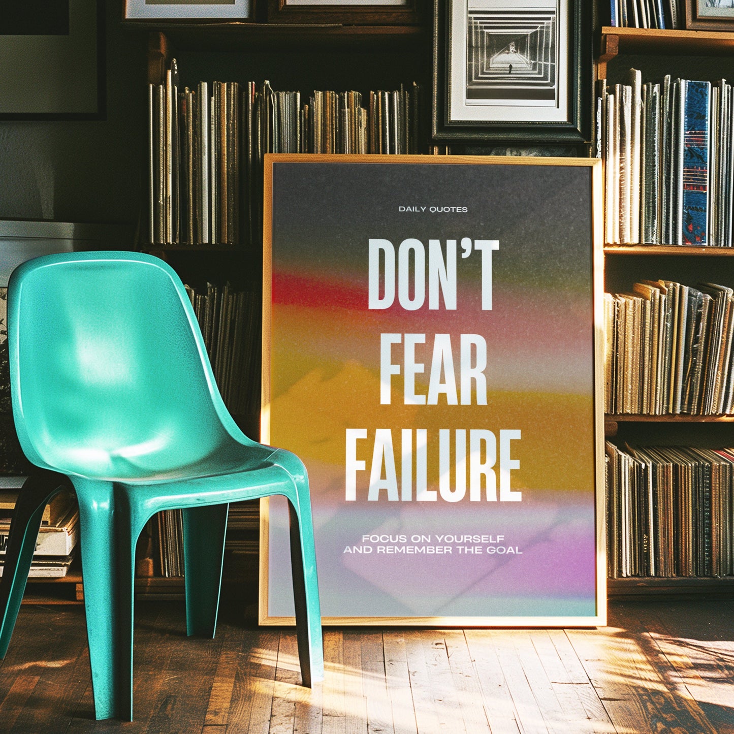 Don’t Fear Failure Poster, Motivational Wall Art, Inspirational Quote Print, Daily Quotes Decor, Colorful Motivational Art