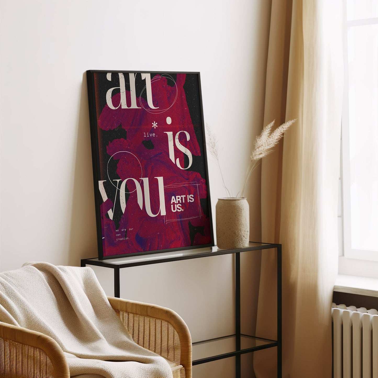 Art Is You Poster, Inspirational Wall Art, Motivational Quote Print, Red and Black Decor, Creative Room Decor, Empowering Art