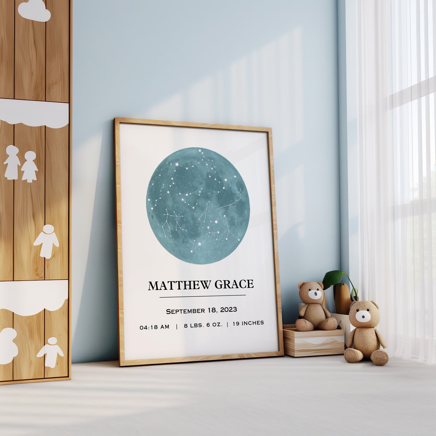 Custom Baby Print, Gift For New Parents , Newborn Star Map, Baby Star Map, Custom Birth Poster, Constellation Print, Moon Print, Birth Print