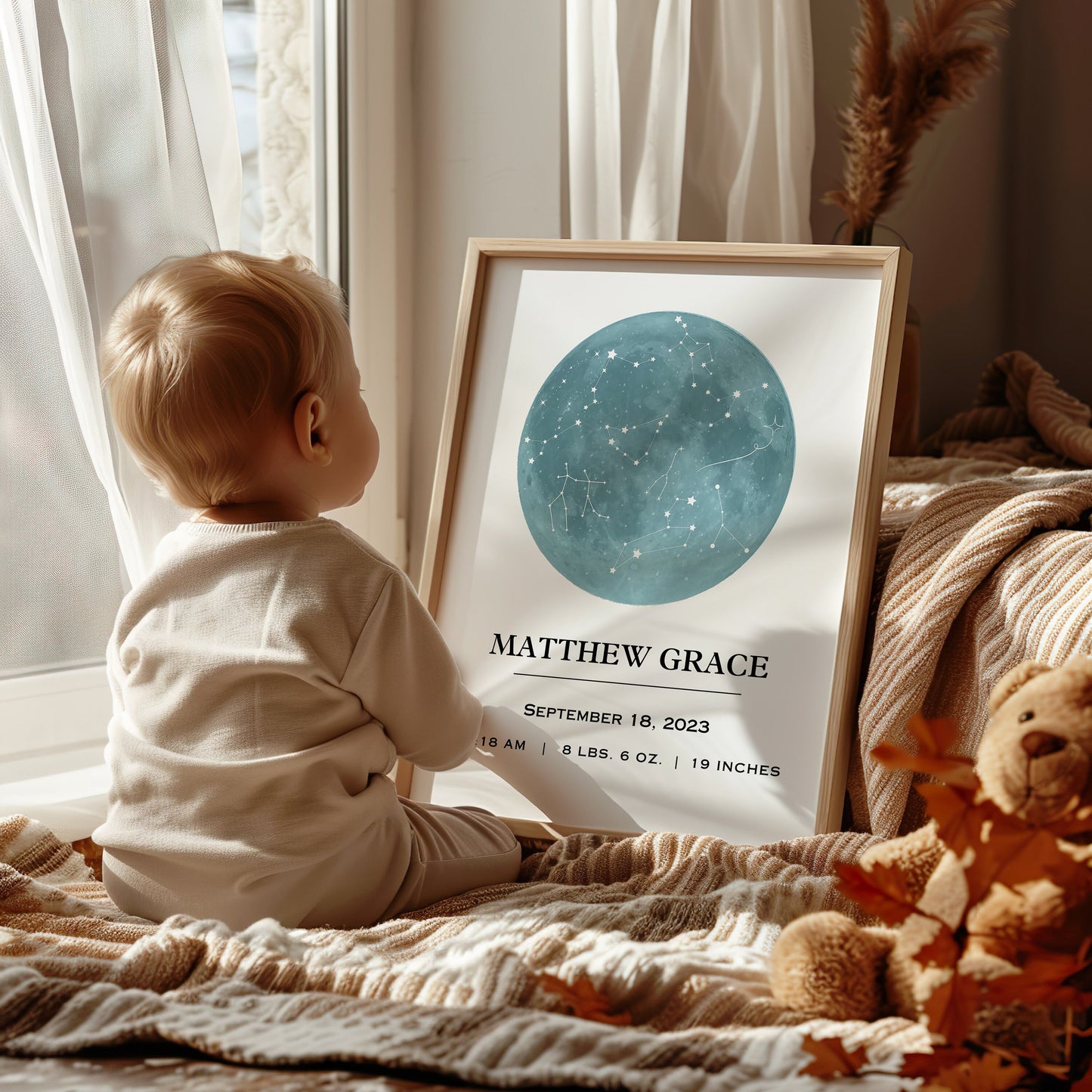 Custom Baby Print, Gift For New Parents , Newborn Star Map, Baby Star Map, Custom Birth Poster, Constellation Print, Moon Print, Birth Print