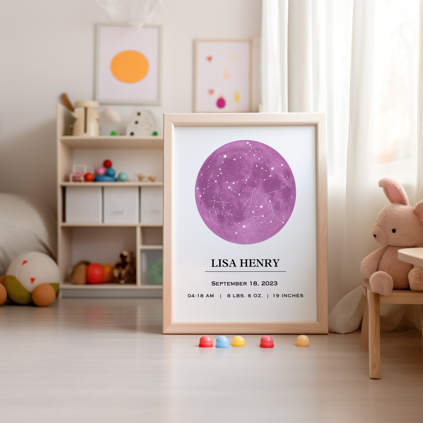 Personalized Baby Birth Print with Star Map | Custom Birth Details Poster | Custom Color Options | Nursery Wall Art | Instant Download