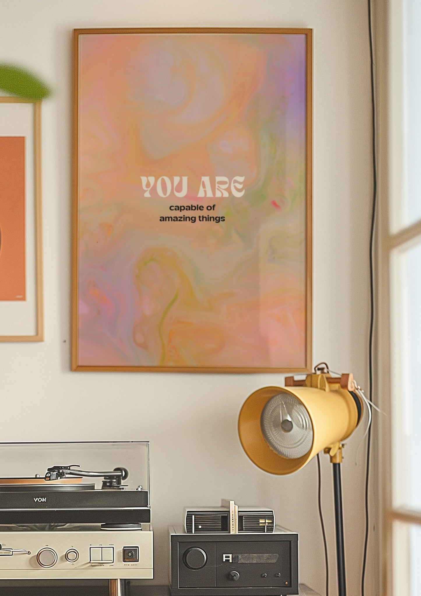 You Are Capable of Amazing Things Poster, Inspirational Quote Wall Art, Pastel Abstract Motivational Print, Uplifting Home Decor