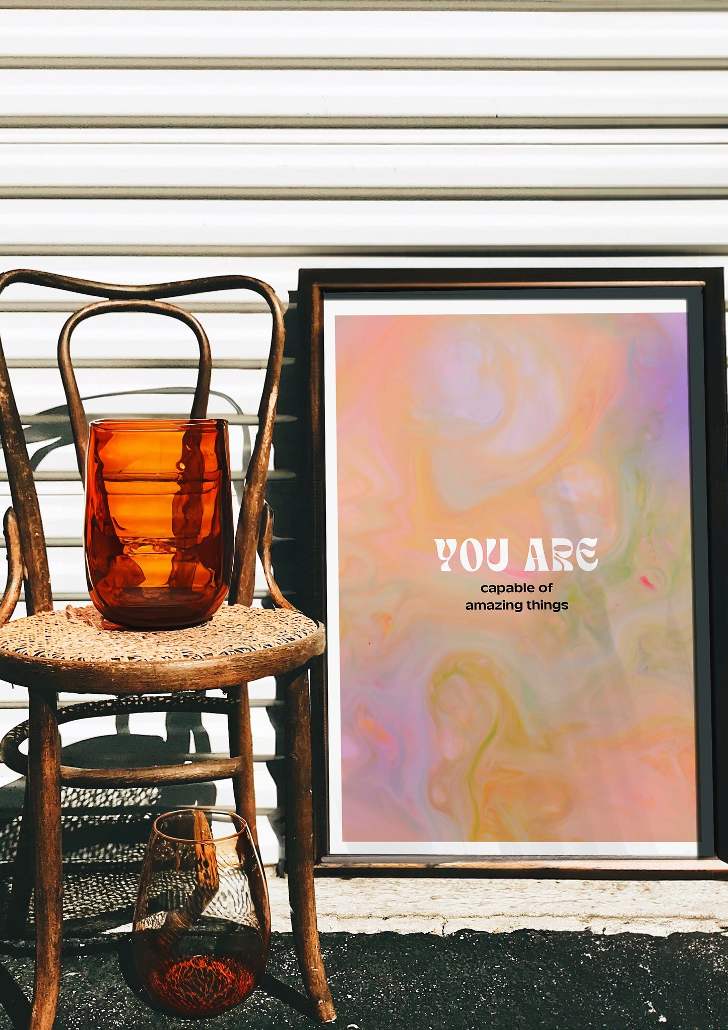 You Are Capable of Amazing Things Poster, Inspirational Quote Wall Art, Pastel Abstract Motivational Print, Uplifting Home Decor