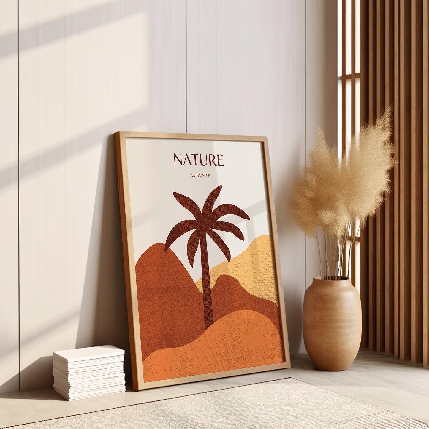 Desert Palm Tree Art Print, Poster for Home, Boho Nature Wall Art, Minimalist Desert Poster, Earthy Tones Decor, Modern Botanical Art